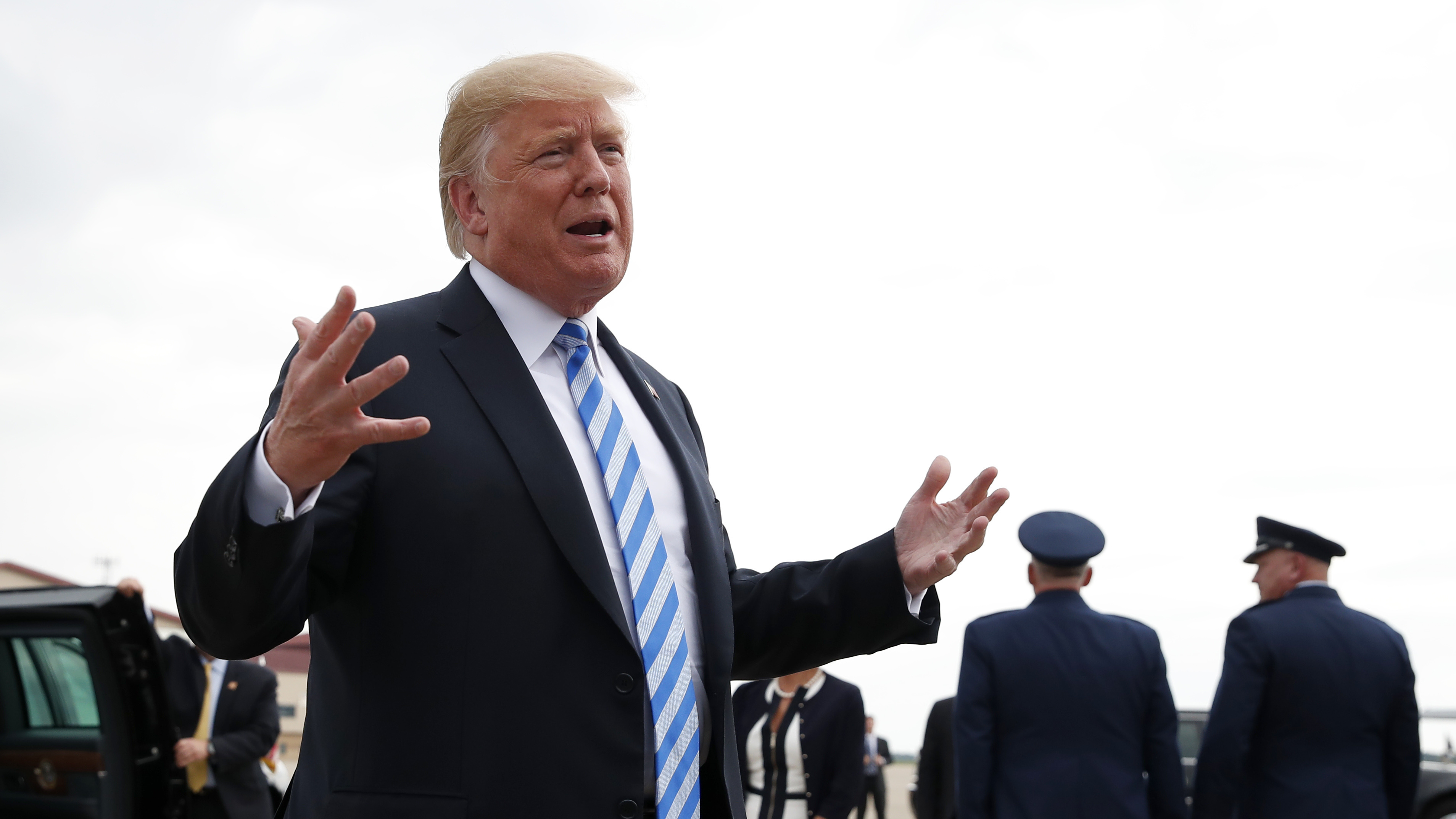 President Trump speaks to the media on Tuesday in Charleston, W.Va., shortly after the guilty plea of his former lawyer Michael Cohen on campaign finance violations, among other charges, and the guilty verdict against former campaign chairman Paul Manafort.