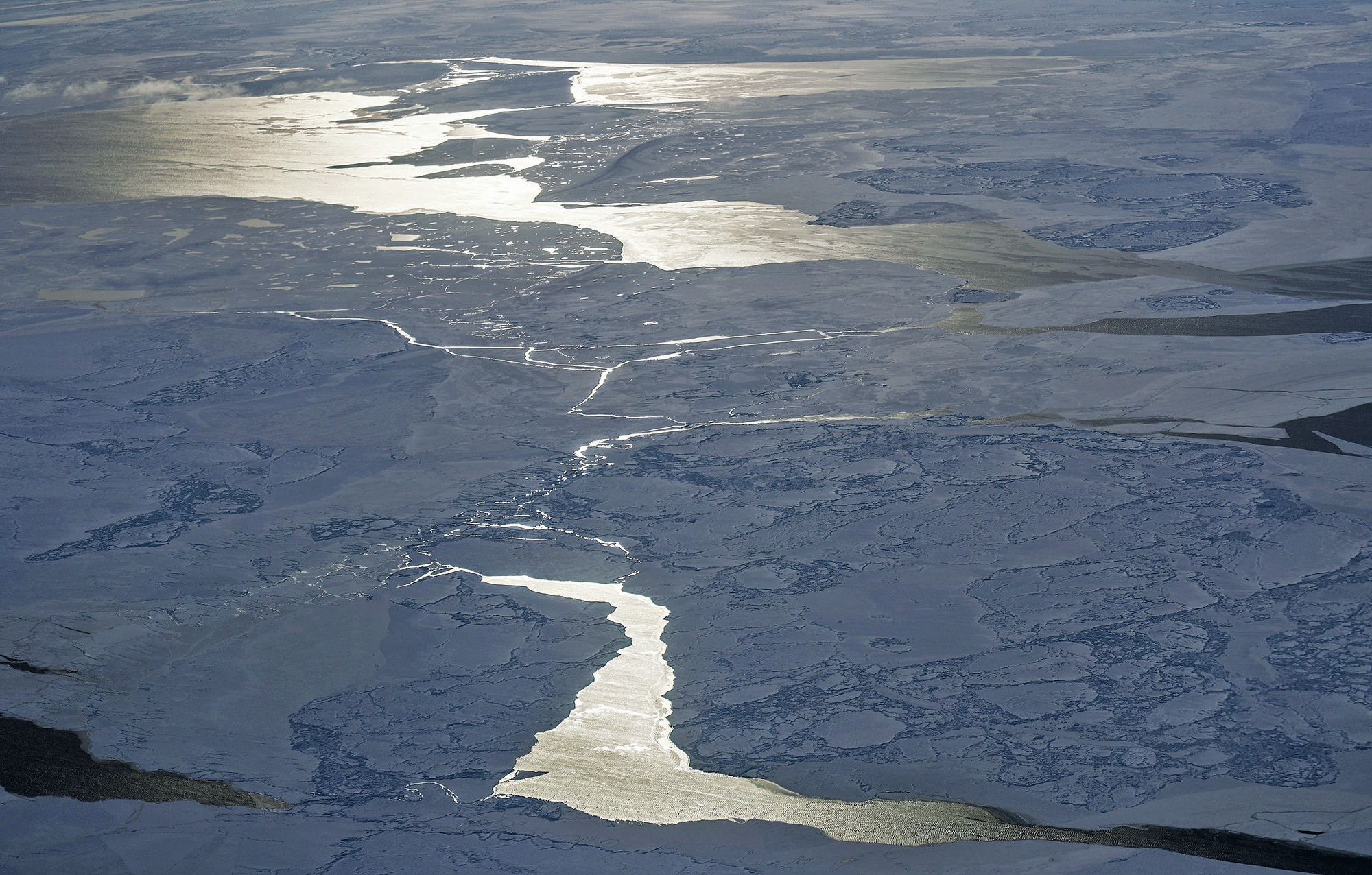 Sea ice is seen from NASA's Operation IceBridge research aircraft off the northwest coast of Greenland on March 30, 2017. (Mario Tama/Getty Images)