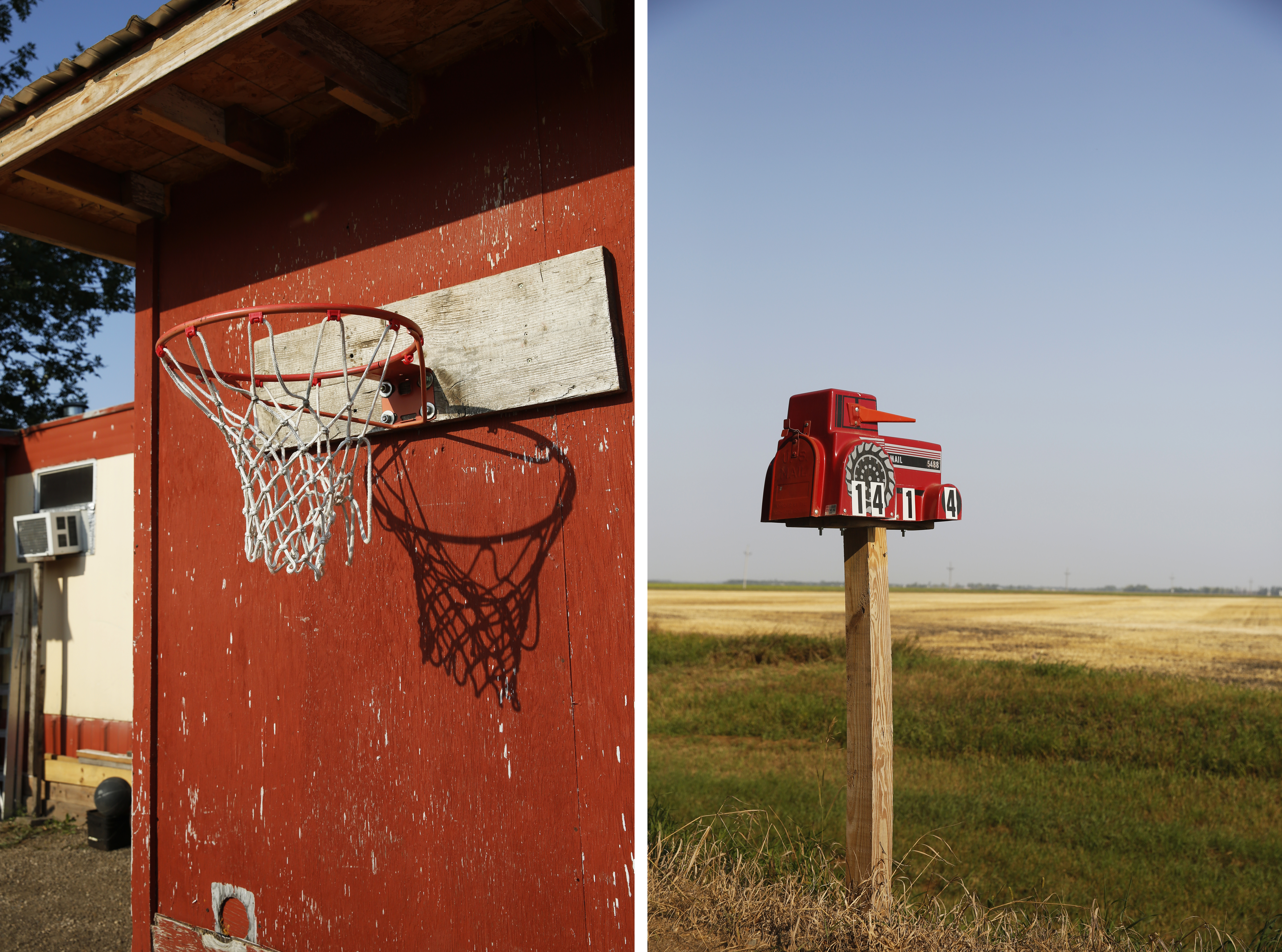 In One Generation, A Farmworker Family Grows College Ambitions 11 Left: The basketball hoop outside Angel's family's mobile home. Right: A mailbox by the road in Minto.