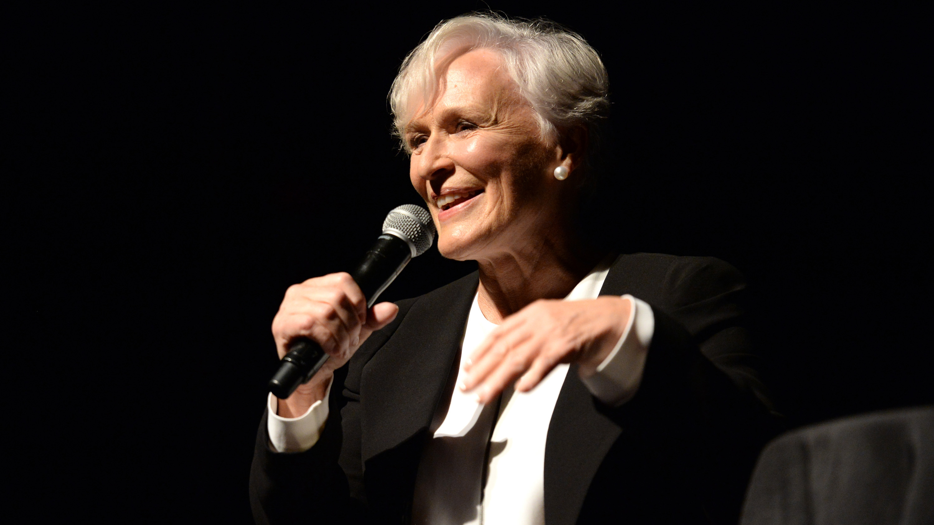 Glenn Close speaks onstage during The 2017 New Yorker Festival in New York City.