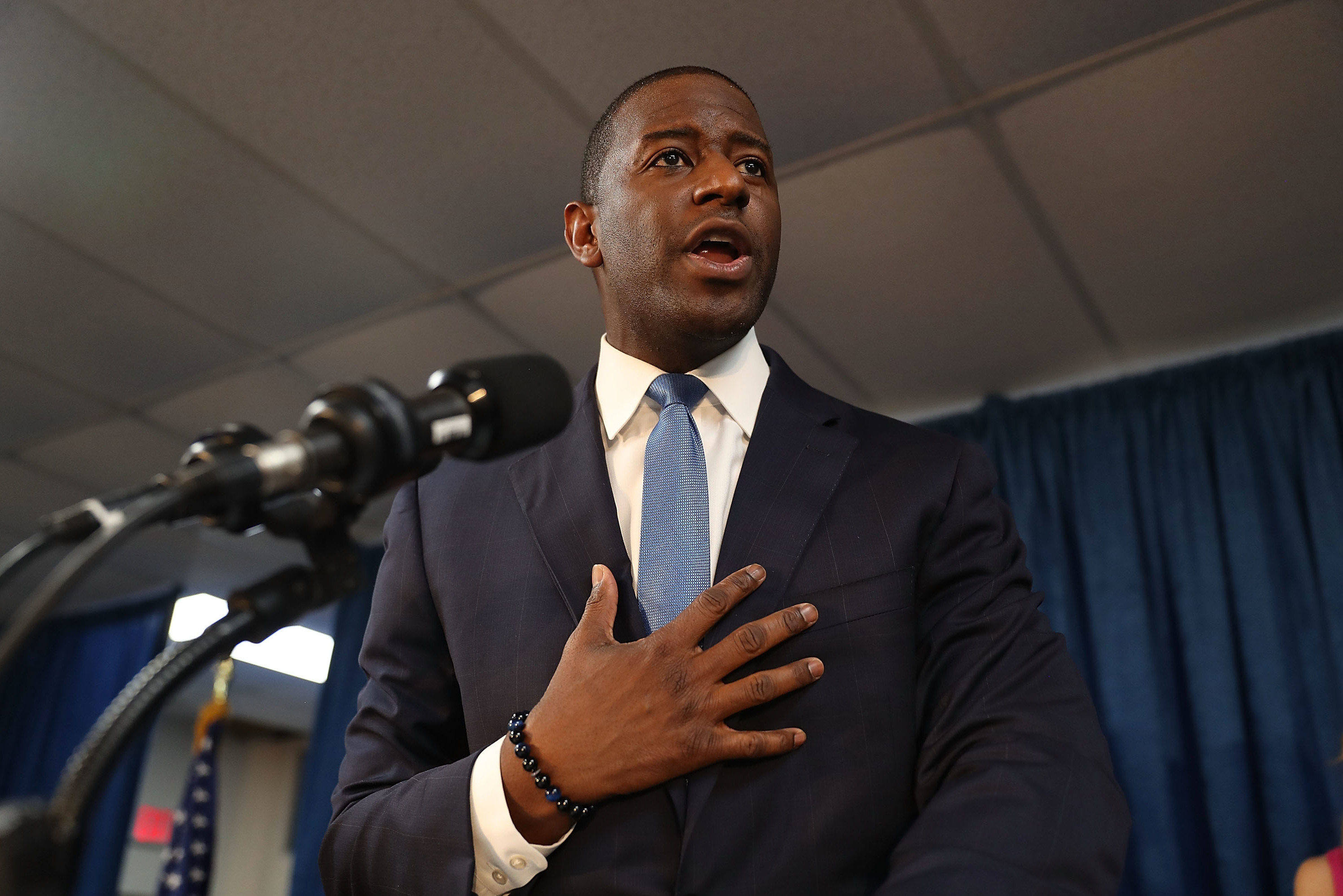 Andrew Gillum, the Democratic candidate for Florida governor, speaks Friday during a campaign rally in Orlando. (Getty Images)