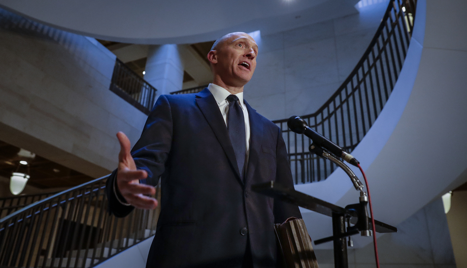 Carter Page, a foreign policy adviser to Donald Trump's 2016 presidential campaign, spoke with reporters following a day of questions from the House intelligence committee in November 2017. (J. Scott Applewhite/AP)