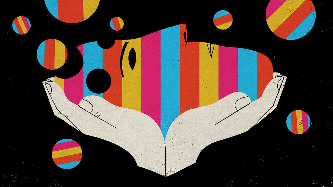 illustration of hands holding a head