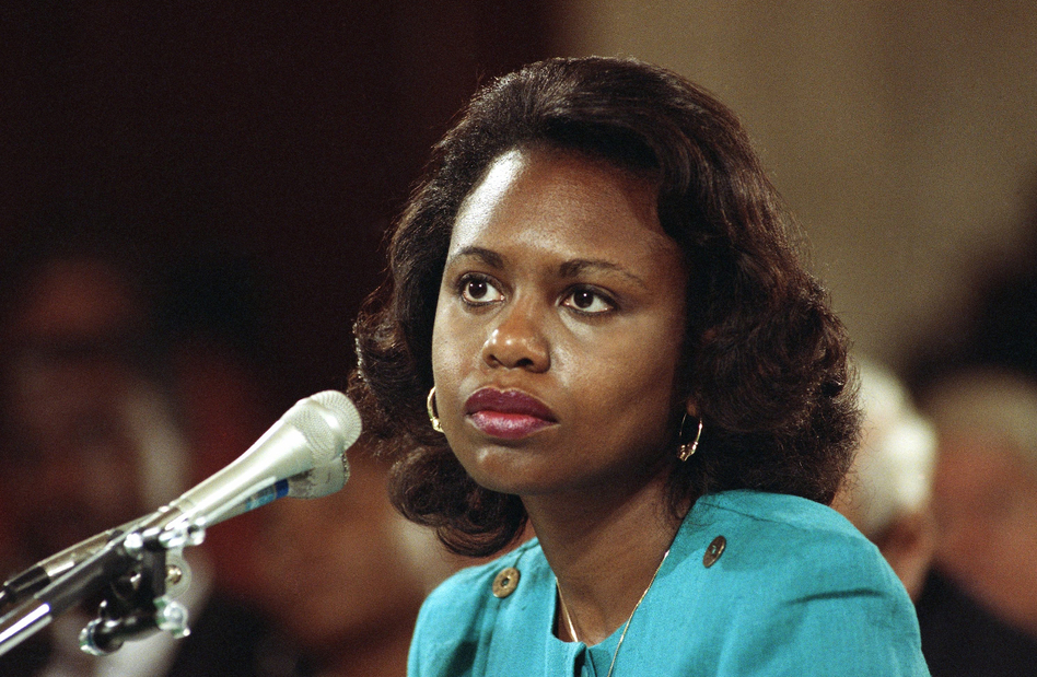 Anita Hill, then a professor at the University of Oklahoma law school, testifies in 1991 that she was sexually harassed by then-Supreme Court nominee Clarence Thomas. (AP)