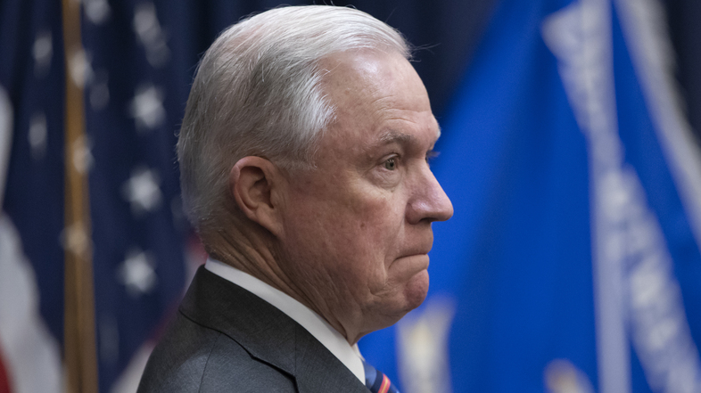 Attorney General Jeff Sessions at an event discussing immigration policies on Sept. 10. President Trump said on Tuesday that he's disappointed in the attorney general's job performance for a number of reasons, beyond his recusal from the Russia investigation. (J. Scott Applewhite/AP)
