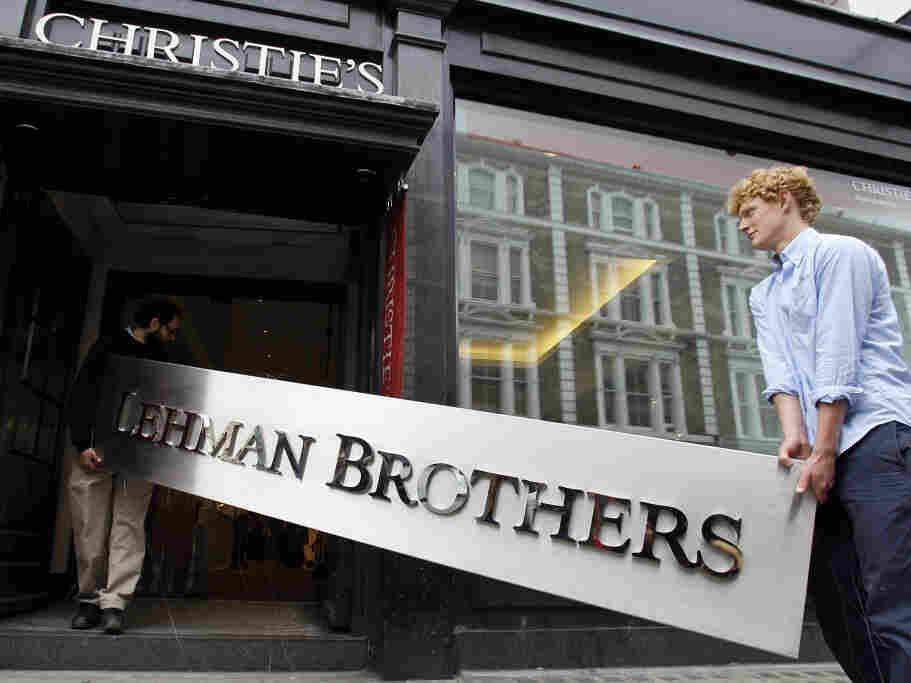 The corporate sign of the defunct Lehman Brothers heads for auction in London, September 2010.