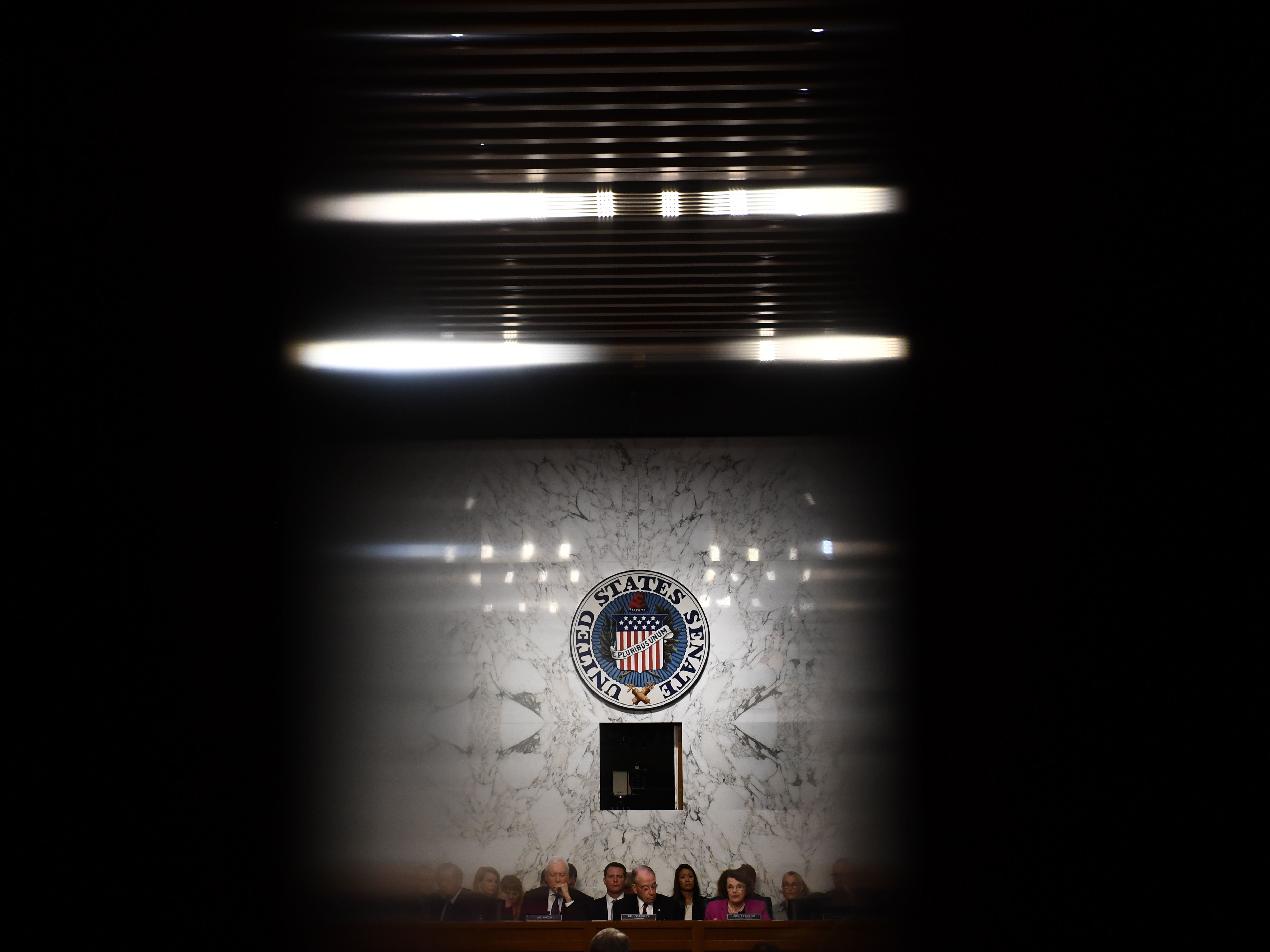 Members of the Senate Judiciary Committee listen on the first day of Supreme Court nominee Brett Kavanaugh's confirmation hearing on Sept. 4. Kavanaugh will appear before the committee again this week. (AFP/Getty Images)