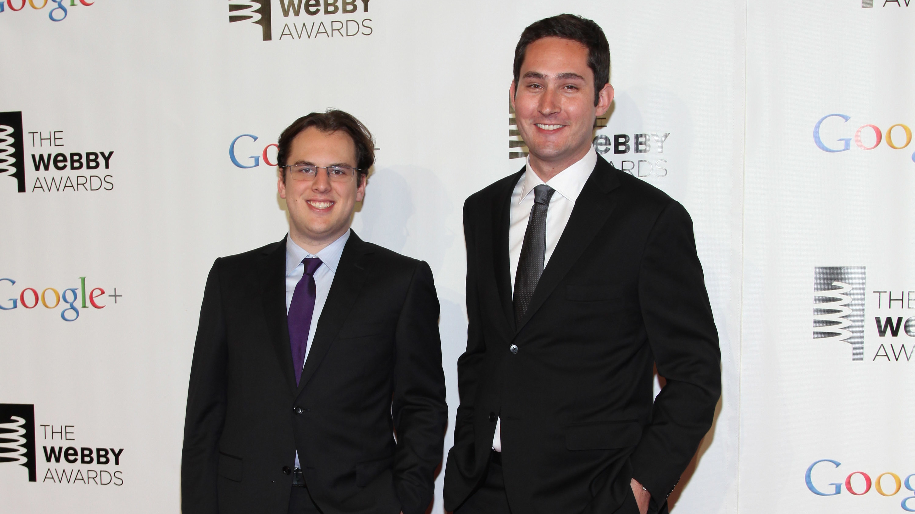 Mike Krieger, left, and Kevin Systrom, co-founders of Instragram shown at the Webby Awards in 2012 in New York.