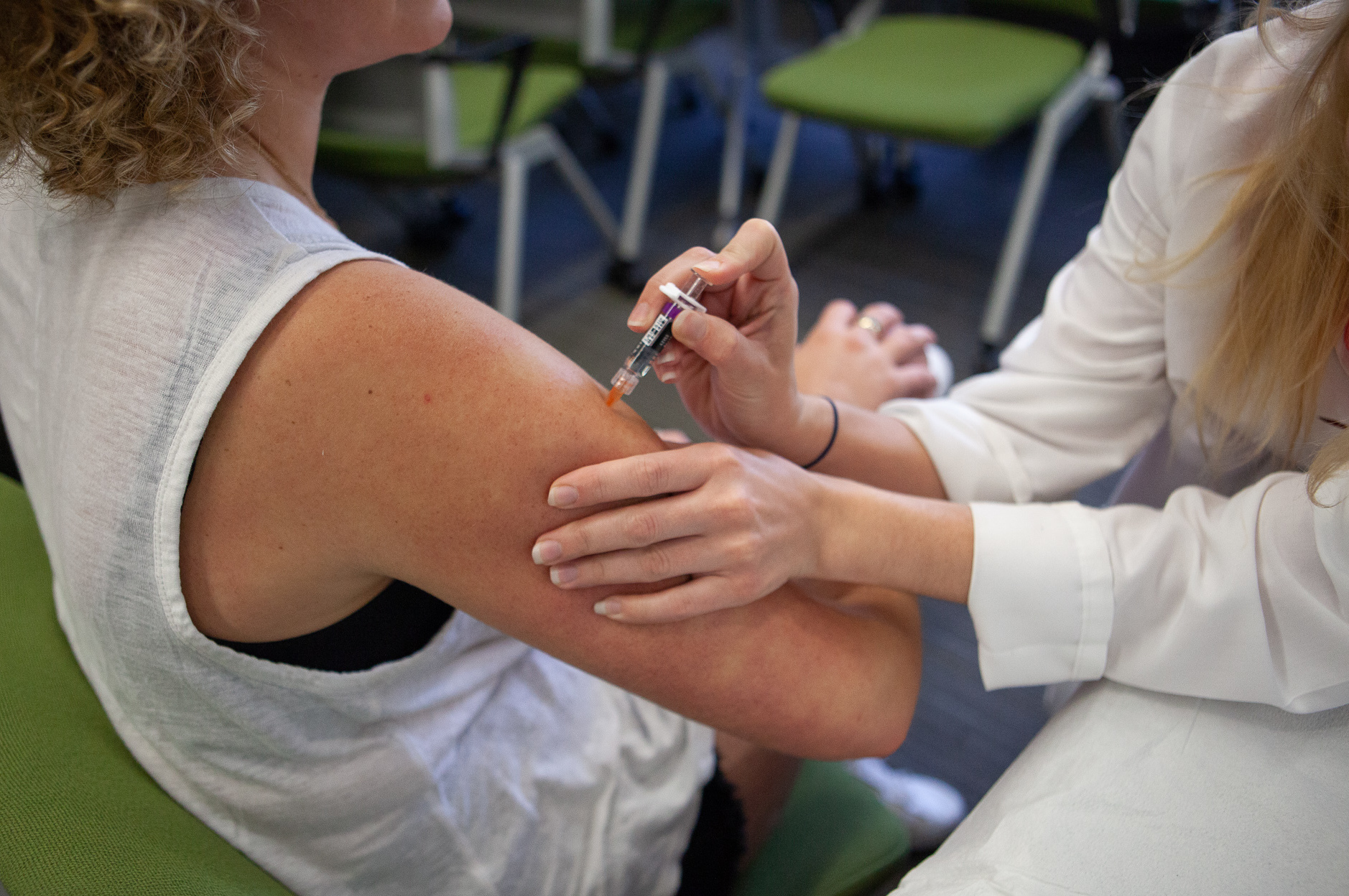 Alex Schwartzman, a law student at George Washington University in Washington, D.C., is one of only 8 to 39 percent of college students who get the flu shot in a given year. (Mary Mathis/NPR)
