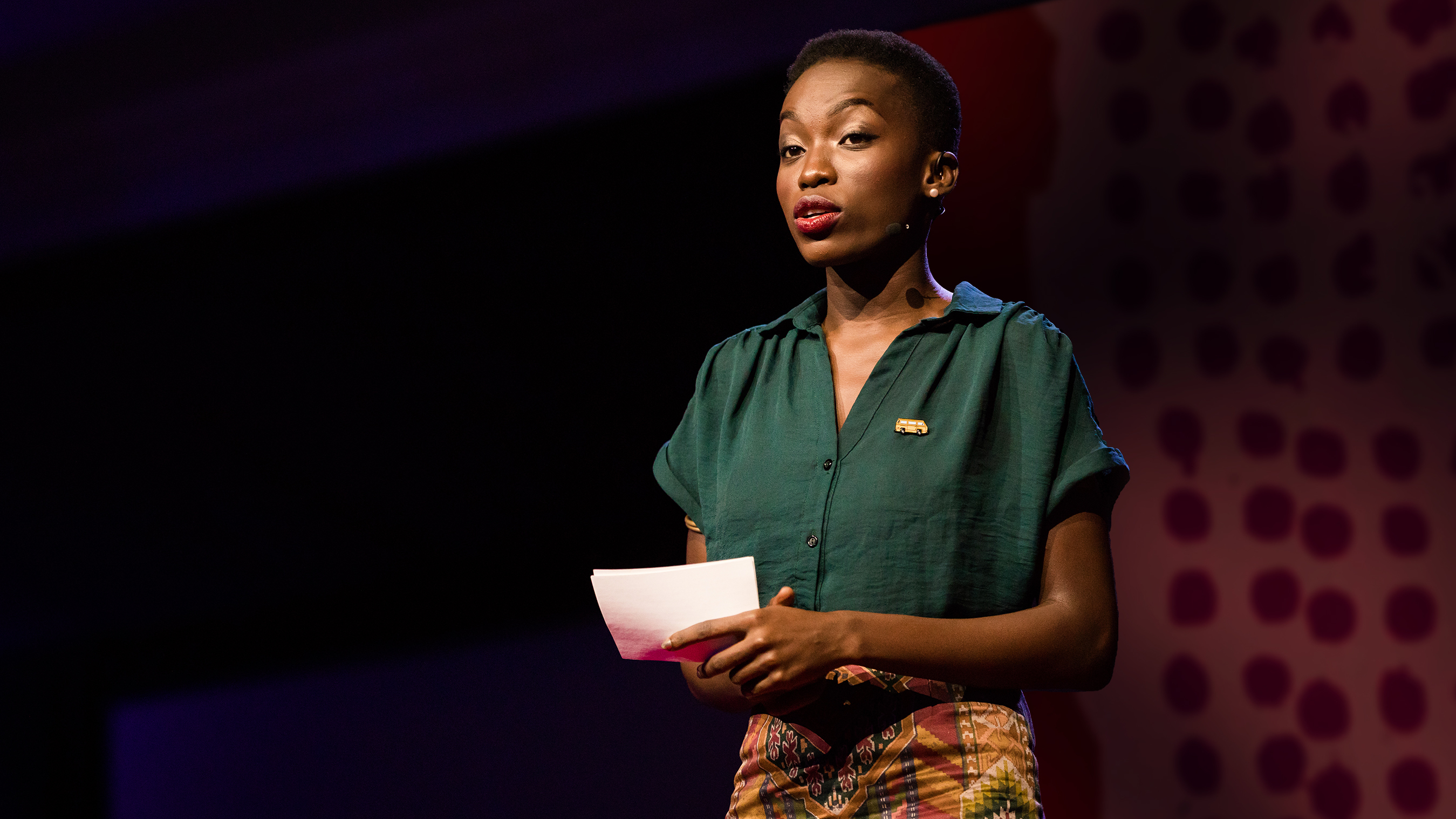 OluTimehin Adegbeye on the TED stage.