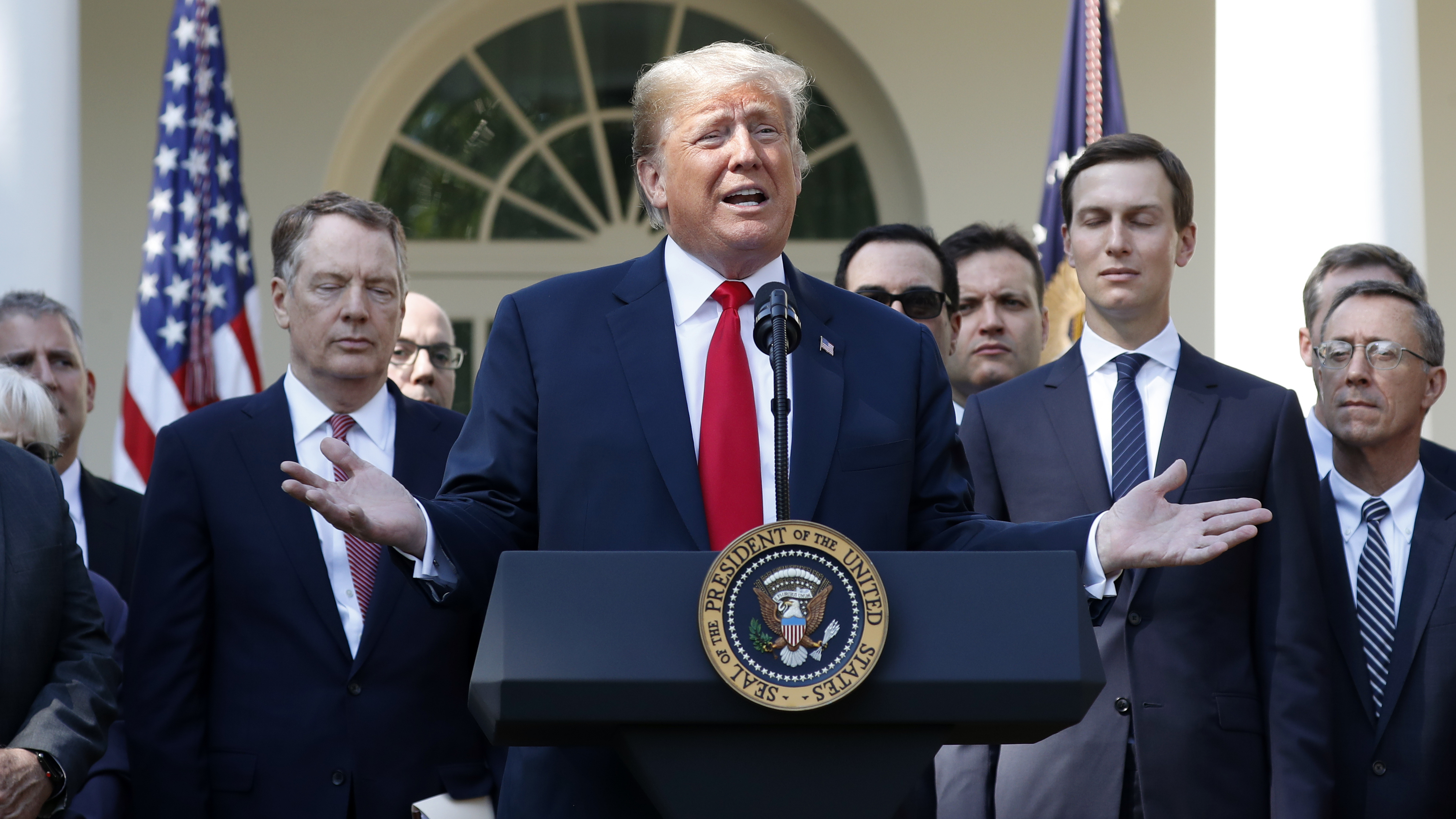 President Trump announced a revamped North American free trade deal and then took questions from reporters at the White House Monday.