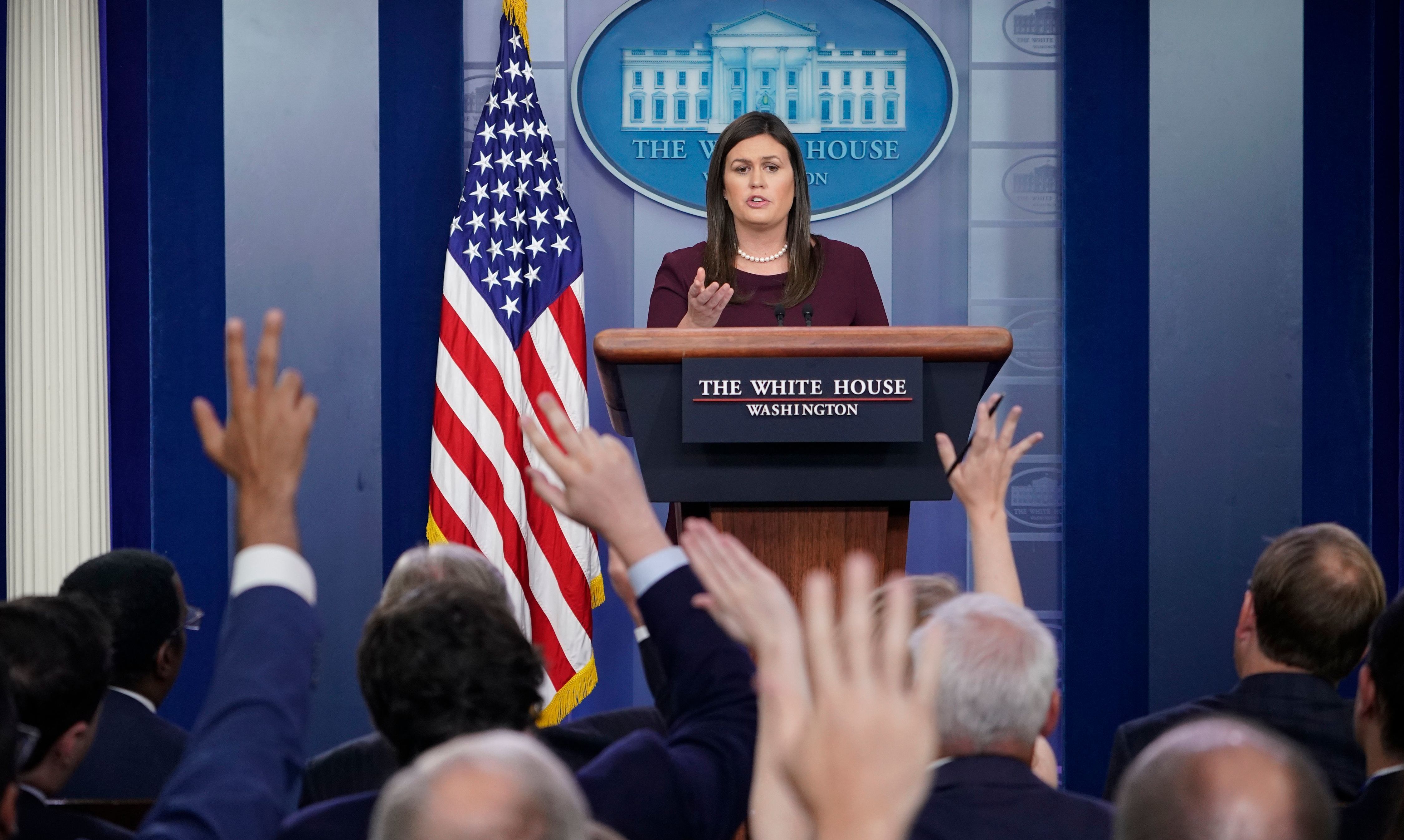 White House press secretary Sarah Sanders' appearances at the once-daily briefings have become fewer and farther between. (AFP/Getty Images)