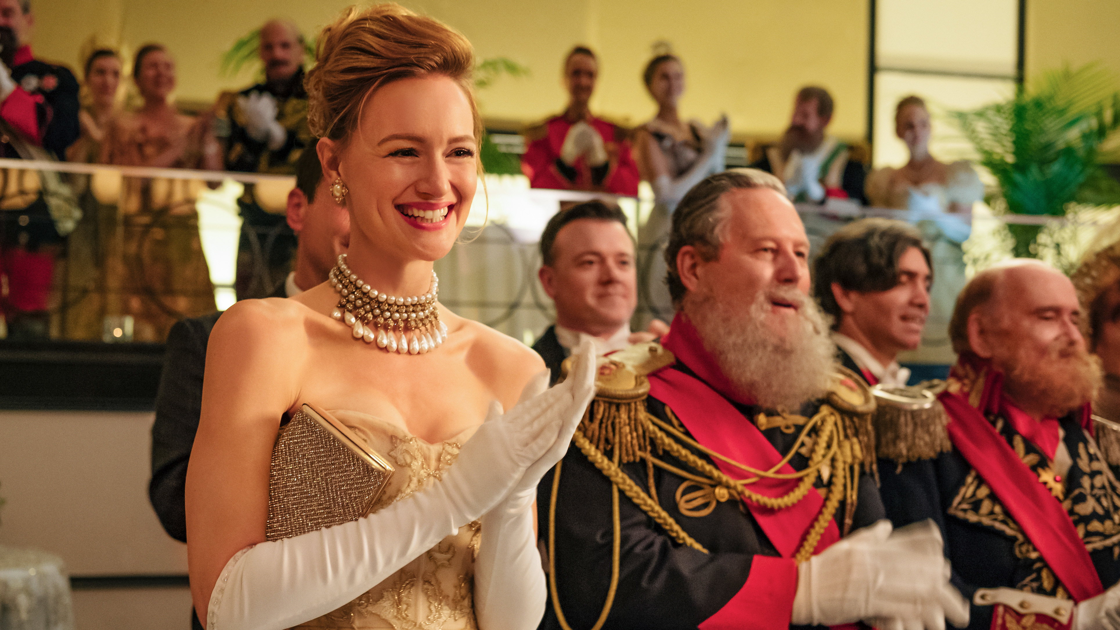 Kerry Bishé plays a woman who goes on a themed cruise for Romanov descendants in the second episode of The Romanoffs. The anthology series premieres Friday on Amazon Prime Video.