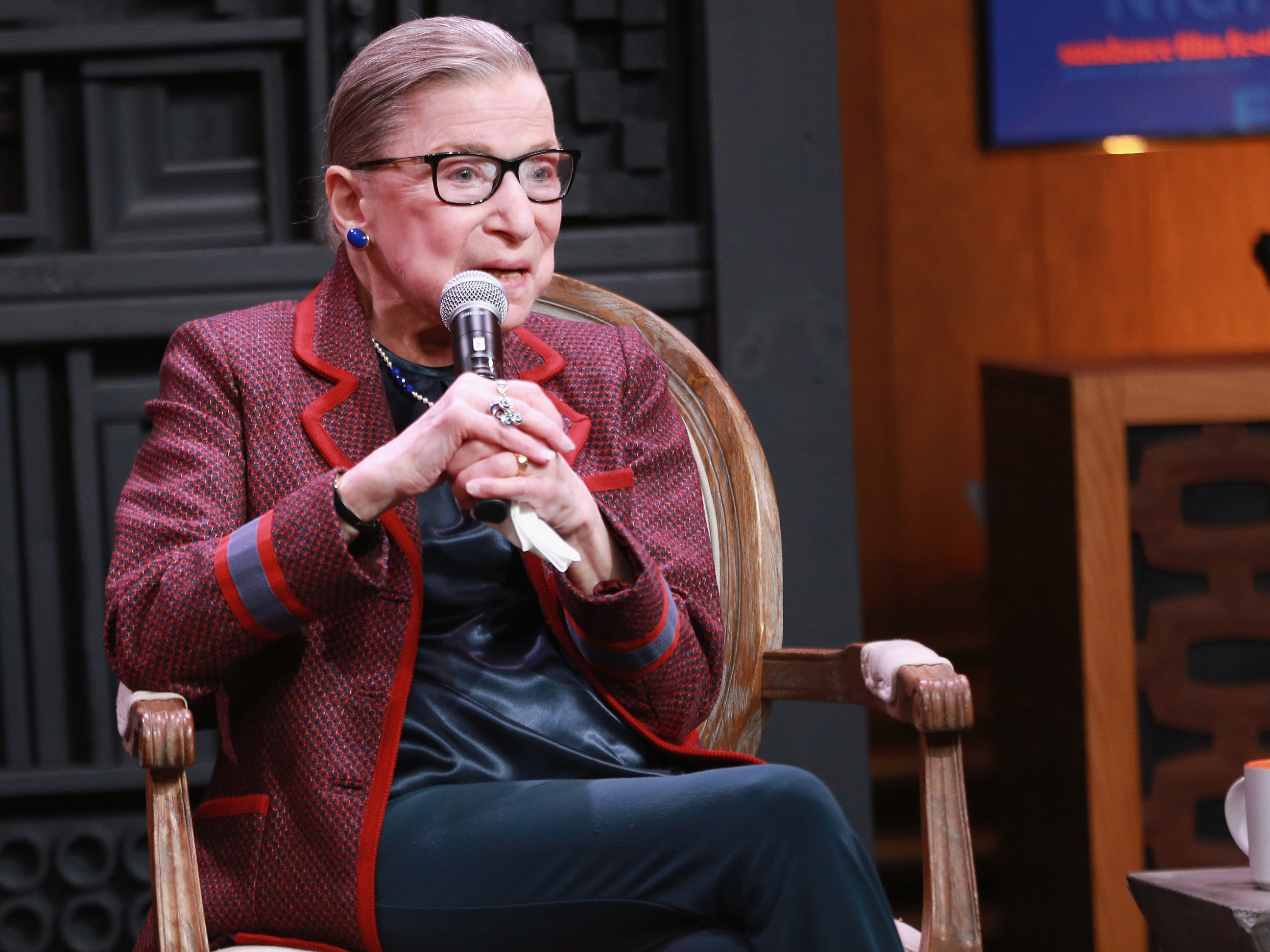 Associate Justice of the Supreme Court of the United States Ruth Bader Ginsburg speaks during the Cinema Cafe at the 2018 Sundance Film Festival on Jan. 21 in Park City, Utah. (Getty Images)