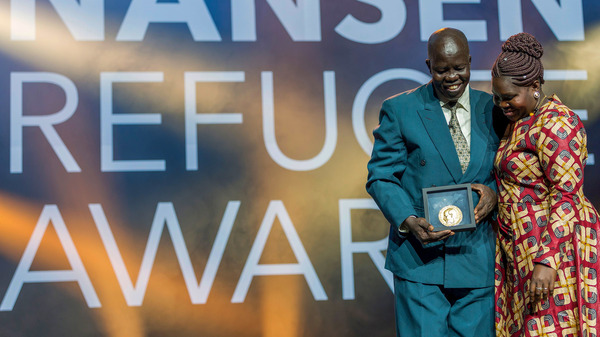 Evan Atar Adaha, surgeon and medical director at a hospital in South Sudan, accepts the U.N.