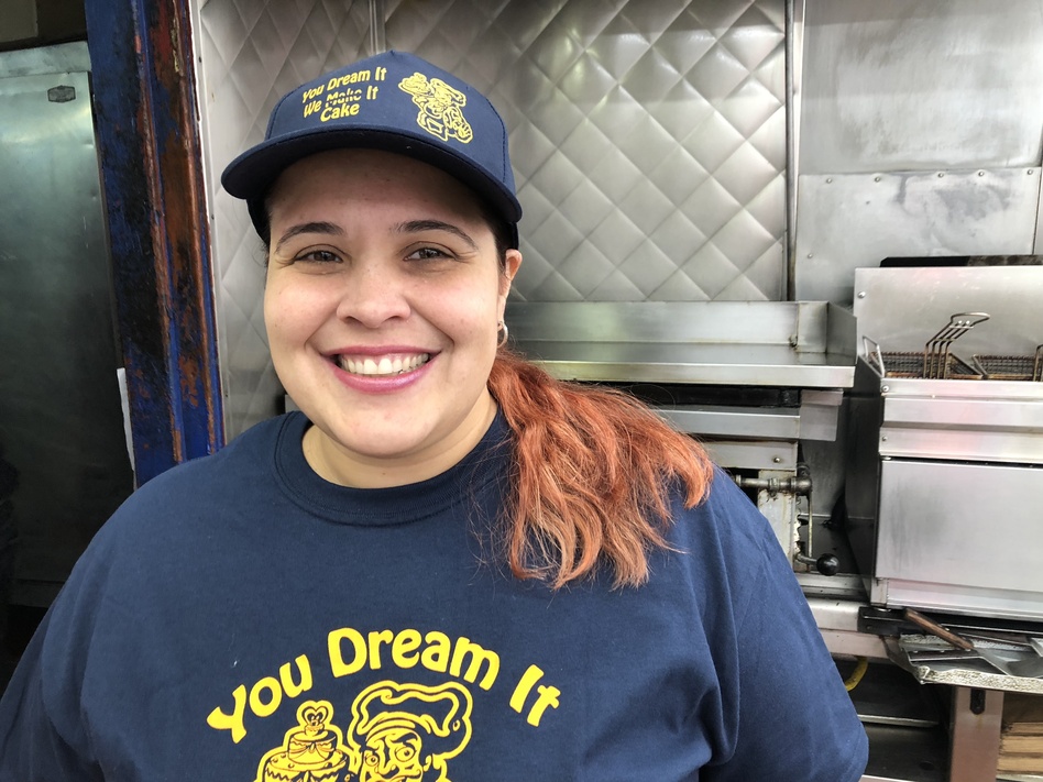 Betsy Leyva is co-owner of a Brooklyn, N.Y., bakery that has an online-only restaurant, with deliveries by Uber Eats. (Jasmine Garsd/NPR)