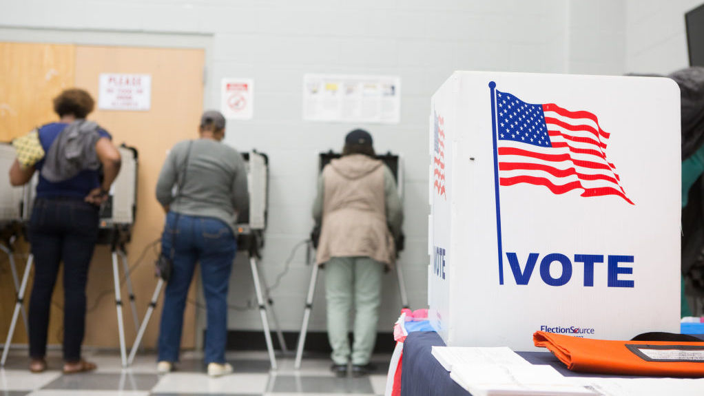 Voters cast ballots at C.T. Martin Natatorium and Recreation Center in Atlanta on Oct. 18 during Georgia's early voting period. (Getty Images)
