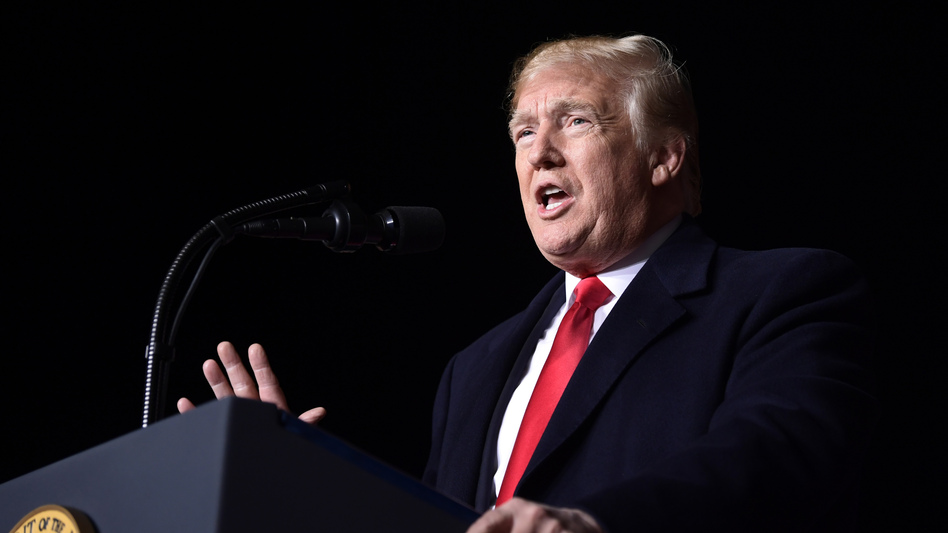 President Donald Trump speaks at a rally in Mosinee, Wis., Wednesday, (Susan Walsh/AP)