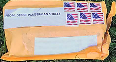 Exterior of one of the suspicious packages. The FBI obscured the addresses to protect privacy. (FBI)