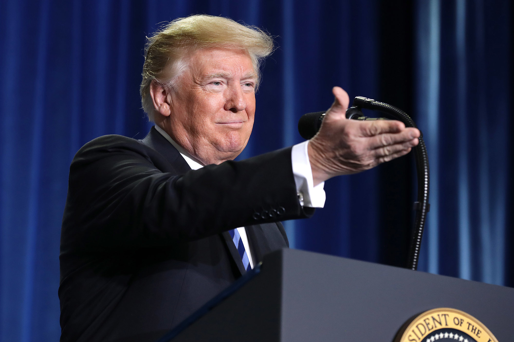 President Trump announces a plan to overhaul how Medicare pays for certain drugs during a Thursday speech at the Department of Health and Human Services in Washington, D.C. (Chip Somodevilla/Getty Images)