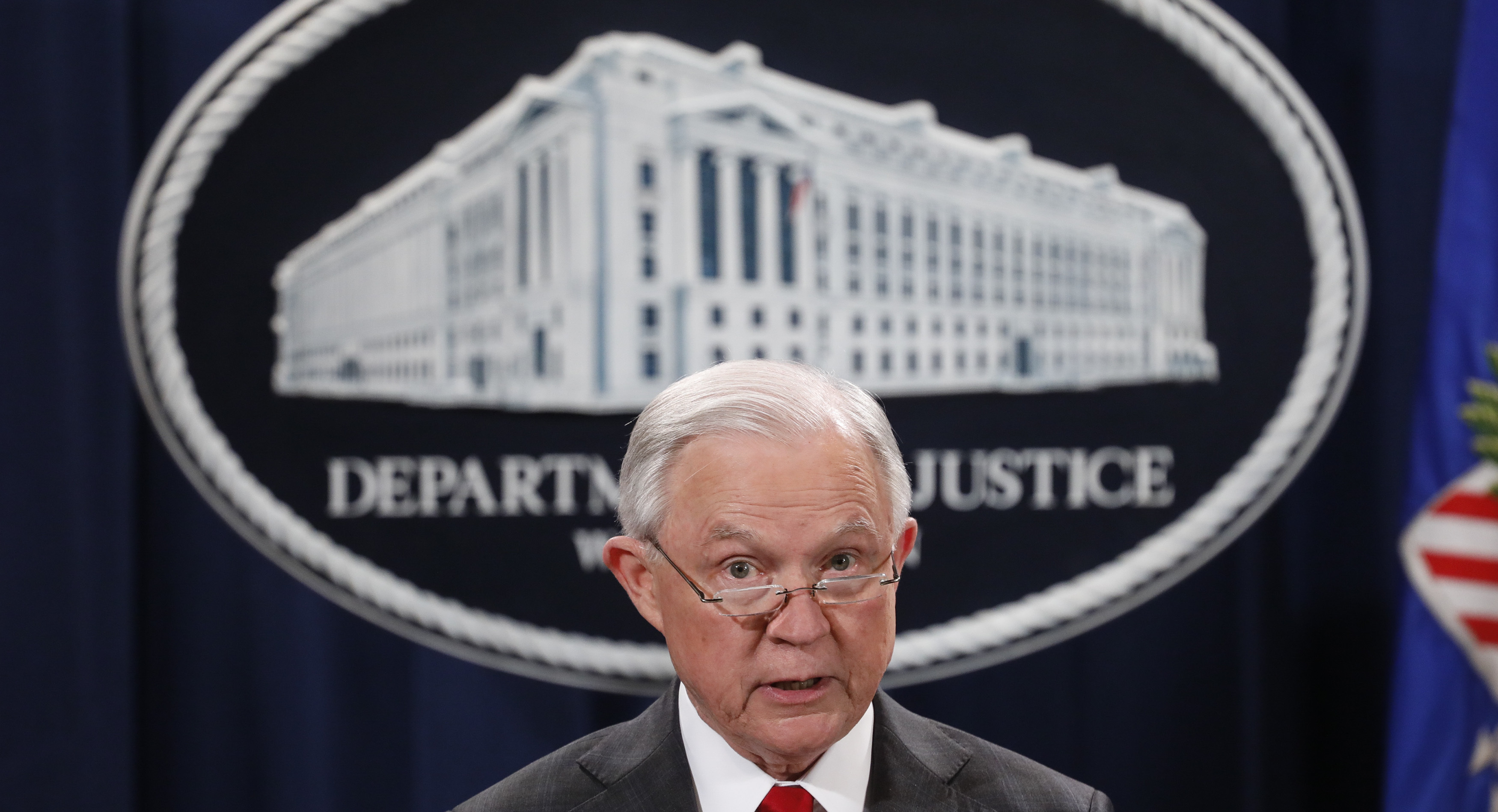 Attorney General Jeff Sessions speaks Friday at a news conference about the apprehension of a suspect in the recent spate of suspicious packages. (Getty Images)