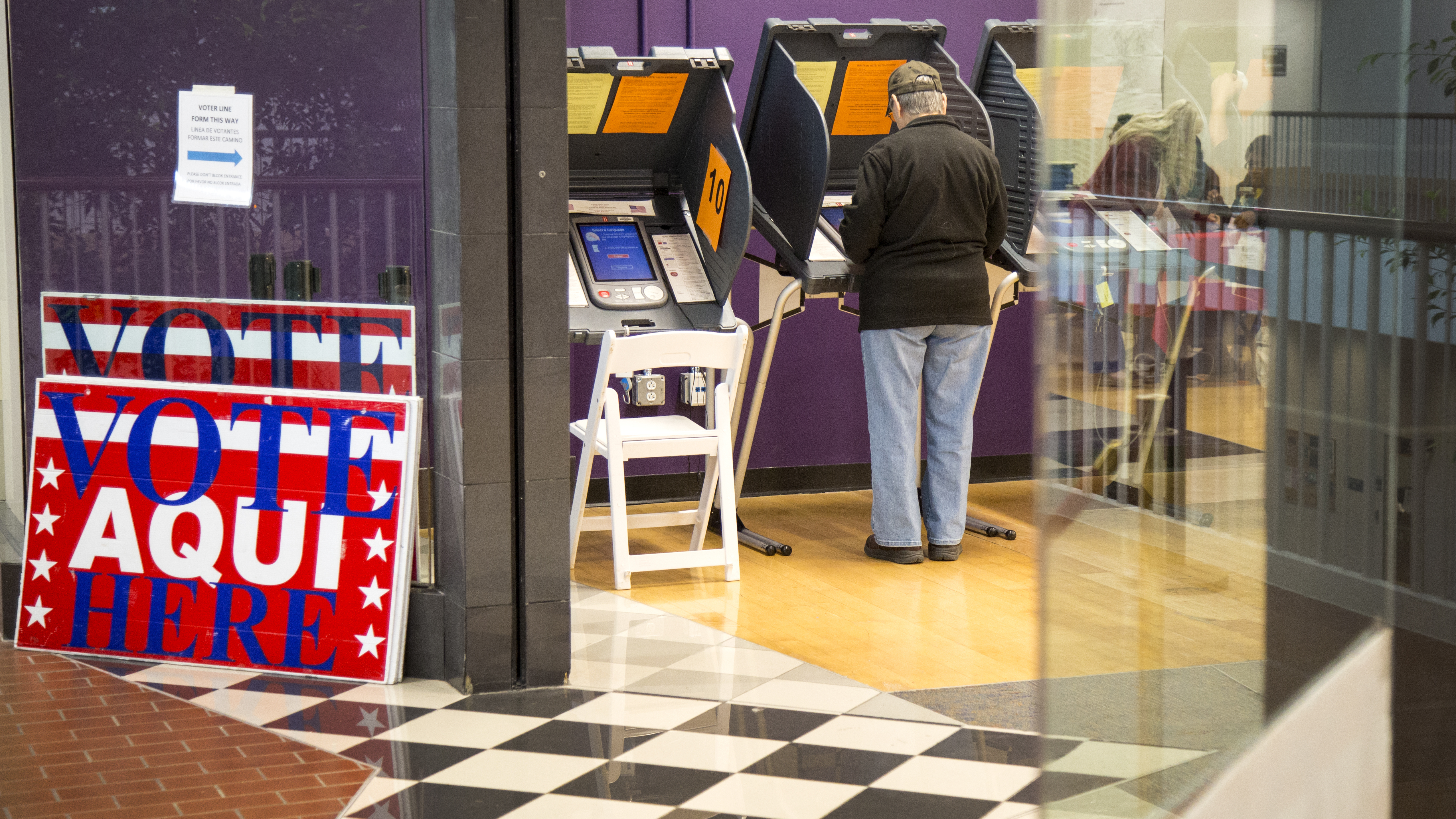 Voters at Austin Community College in Texas cast their ballots on the first day of early voting for the 2018 midterm elections.