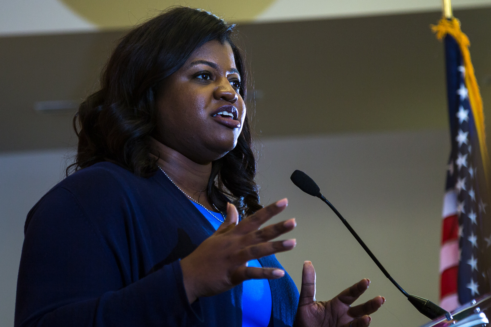 Deidre DeJear is the Democratic candidate for Iowa's secretary of state. (Iowa Public Radio)