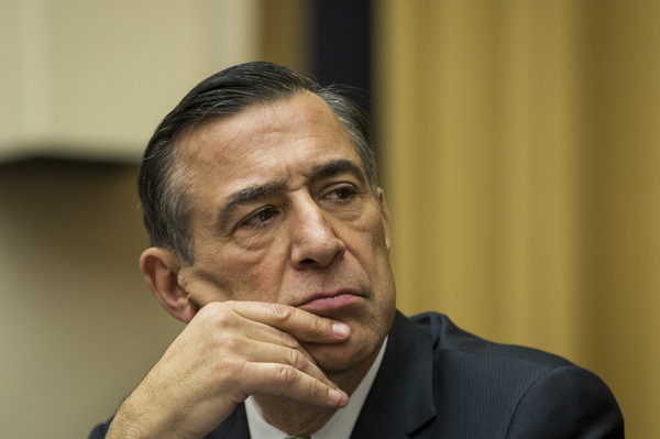 Republican Rep. Darrell Issa of California listens during a House Judiciary Subcommittee hearing on the proposed merger of CVS Health and Aetna on Feb. 27.