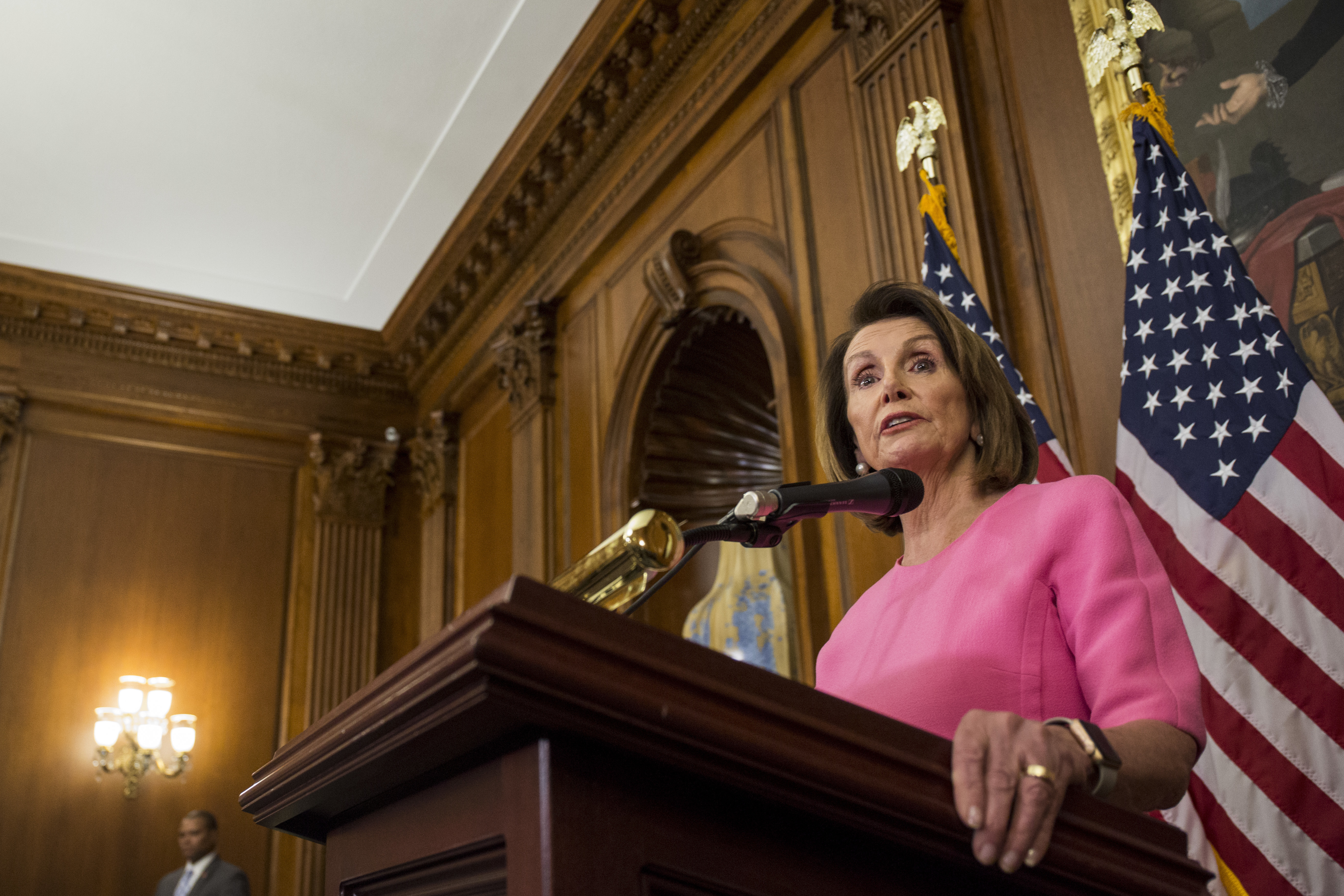 House Minority Leader Nancy Pelosi, D-Calif. holds a news conference following the 2018 midterm elections on Nov. 7, 2018. Pelosi expects to lead the House Democrats and plans an agenda focused on promoting campaign finance reform, an expansion of voting rights and overhauling political redistricting. (Getty Images)