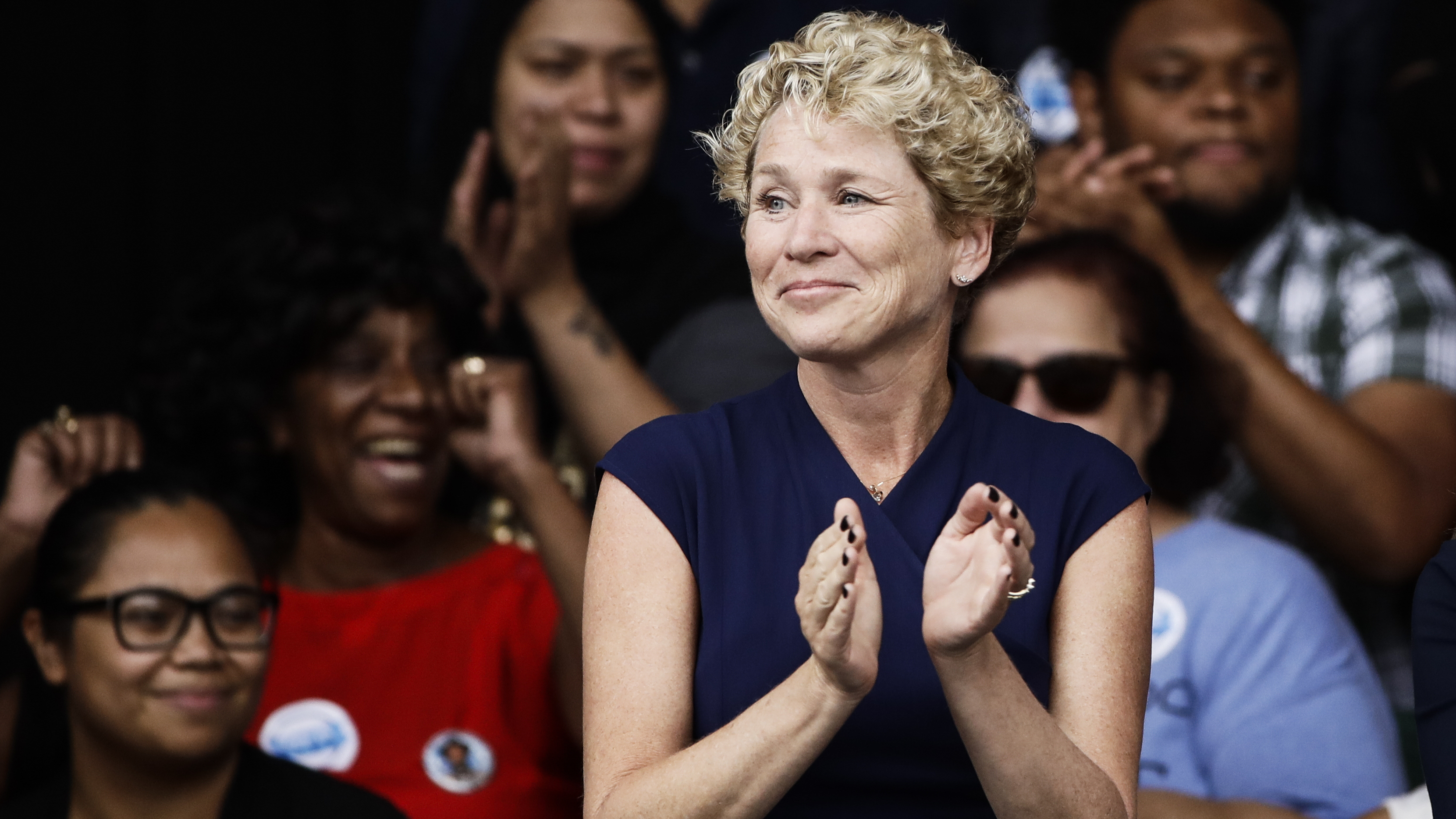 Then-candidate Chrissy Houlahan during a campaign rally in Philadelphia on Sept. 21, 2018.