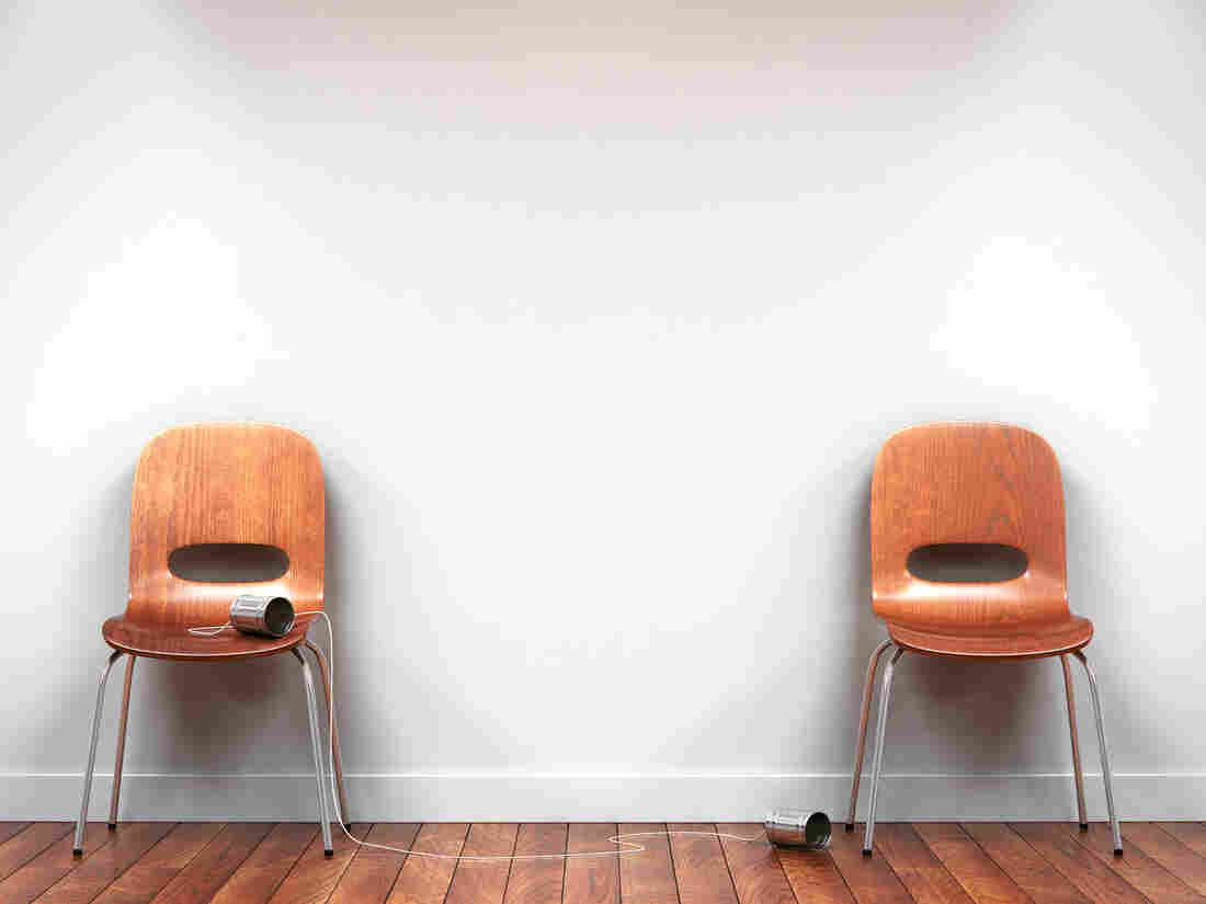 Two chairs with tin can phone(Computer Generated Rendering)