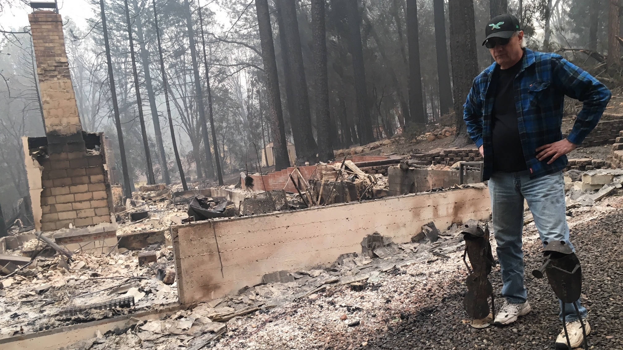 The home Jim Knaver shared with his wife, Toni, in Paradise, Calif., was completely leveled by the Camp Fire. (Stephanie O'Neill for NPR)