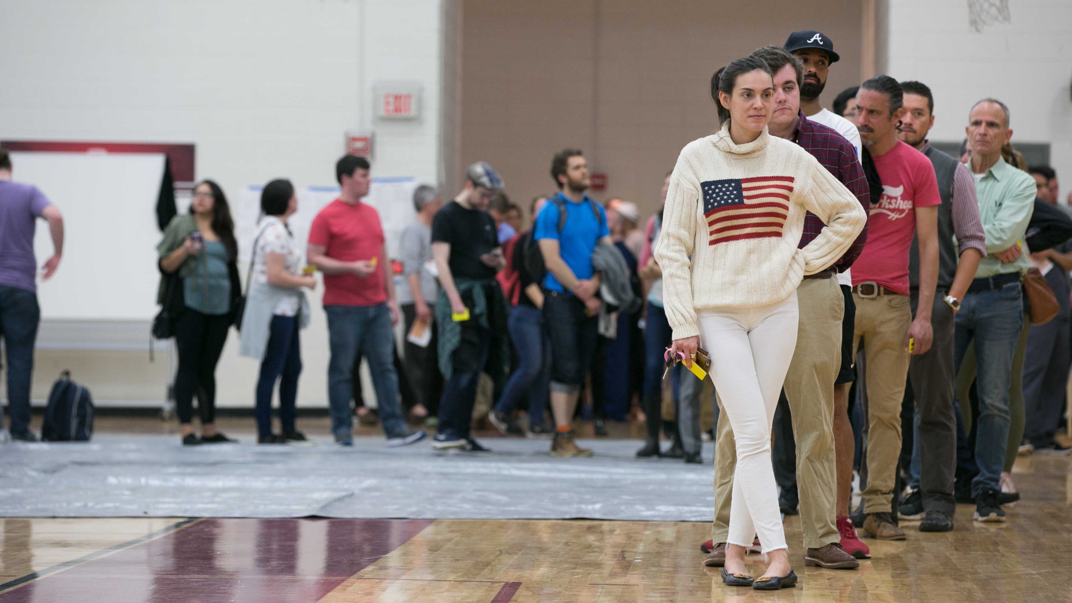 Georgia voters at an Atlanta high school on Nov. 6, 2018. Voting issues became a central issue in the hotly contested governor's race between Republican Brian Kemp and Democrat Stacey Abrams. (Getty Images)