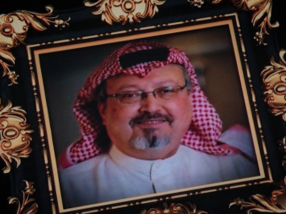 President Trump says the U.S. will remain a "steadfast partner" of Saudi Arabia, despite the killing of journalist Jamal Khashoggi, whose image was shown on a screen at a memorial earlier this month. (Chris McGrath/Getty Images)