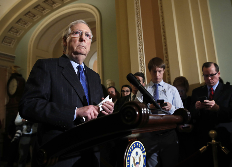 Senate Majority Leader Mitch McConnell told reporters that the Senate was considering a response to the killing of Saudi journalist Jamal Khashoggi but declined to outline the options. (Jacquelyn Martin/AP)