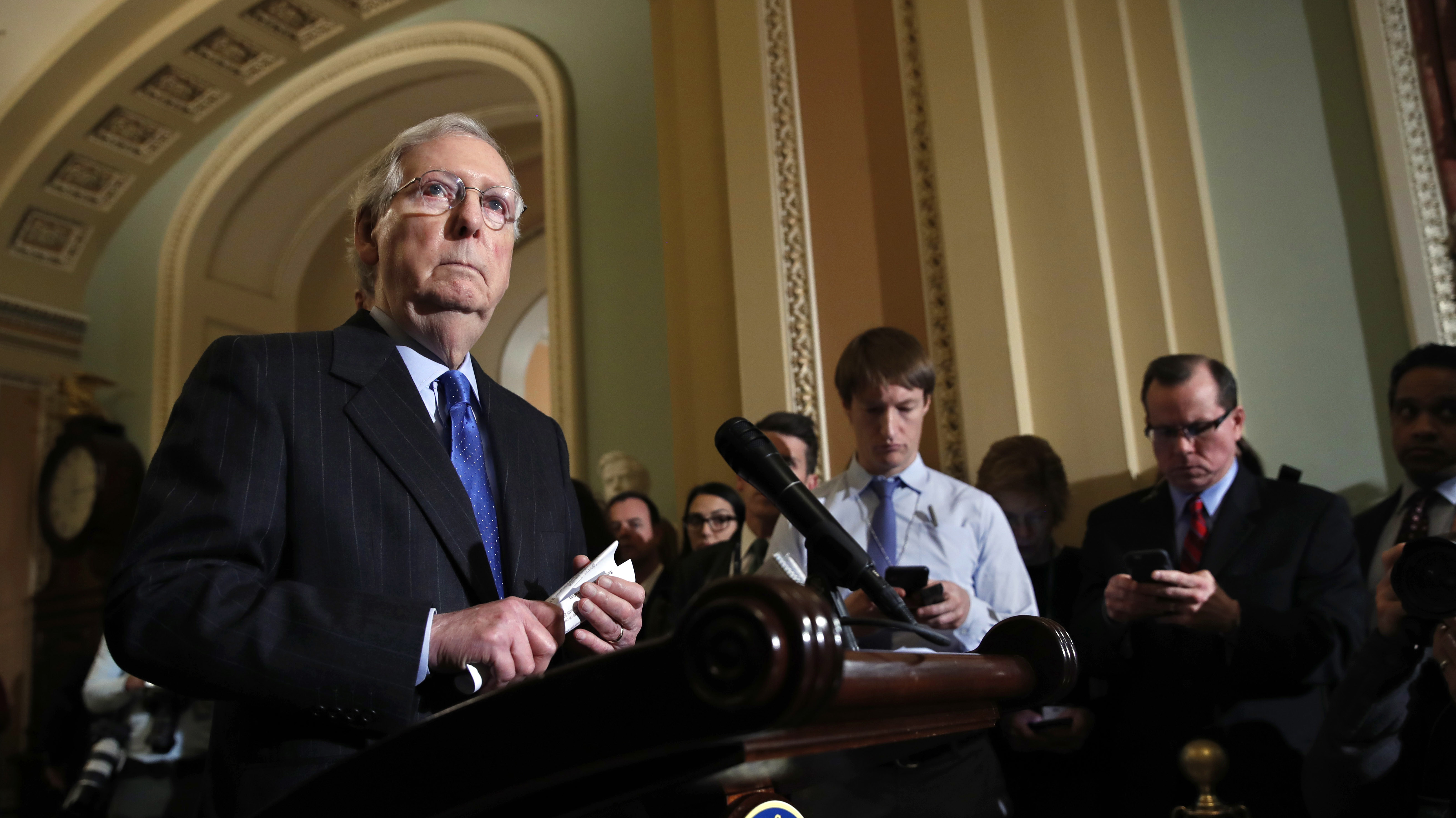 Senate Majority Leader Mitch McConnell told reporters that the Senate was considering a response to the killing of Saudi journalist Jamal Khashoggi but declined to outline the options.