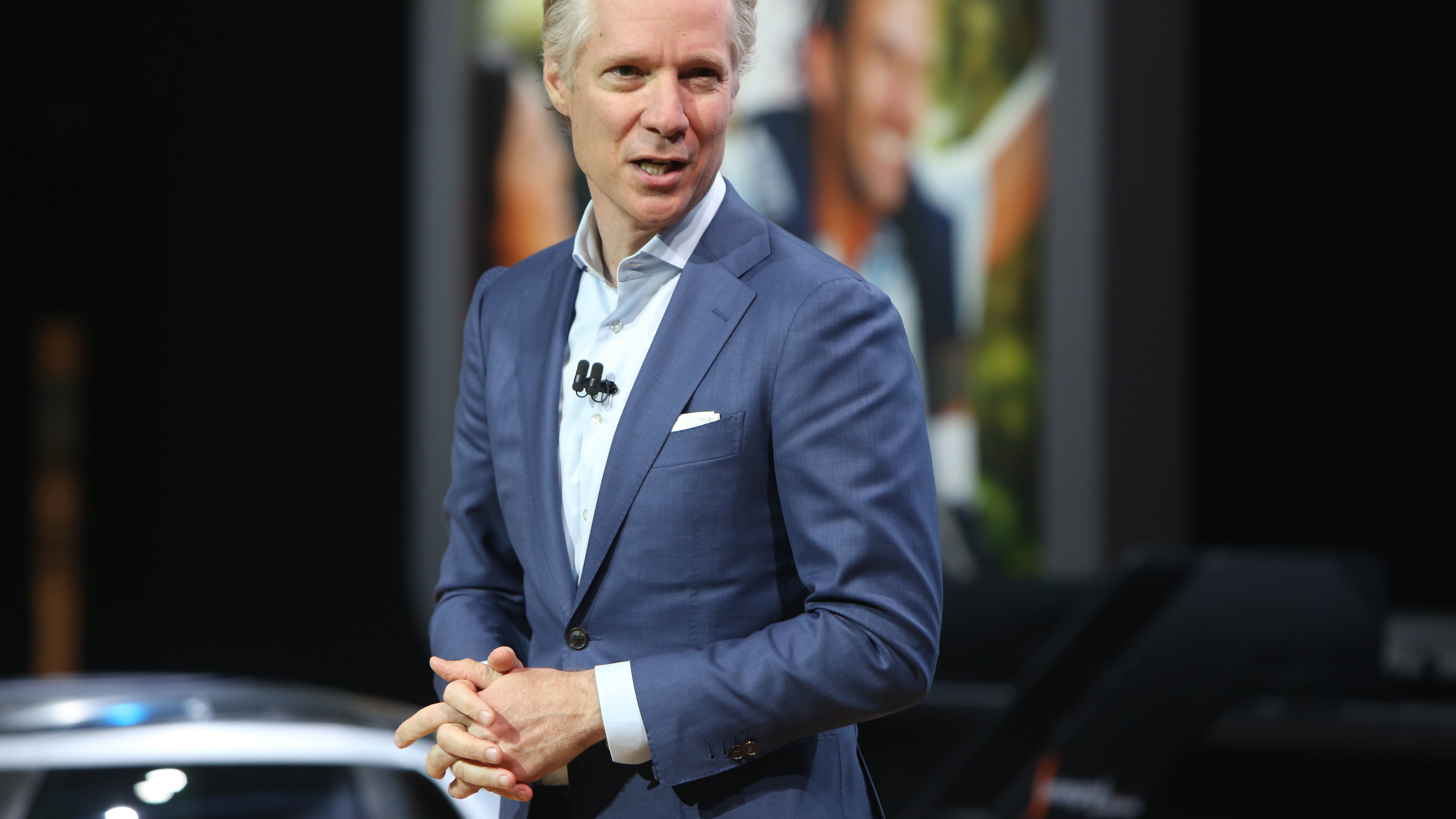 Scott Keogh, president of Volkswagen of America Inc., speaks during AutoMobility LA ahead of the Los Angeles Auto Show in Los Angeles, Calif., on Wednesday.