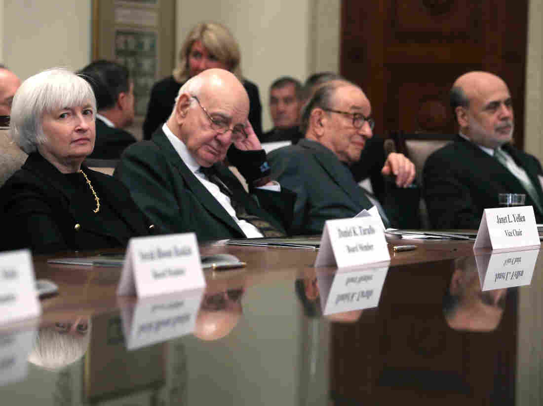 Former Federal Reserve Board Chairs Janet Yellen, Paul Volker, Alan Greenspan and Ben Bernanke.