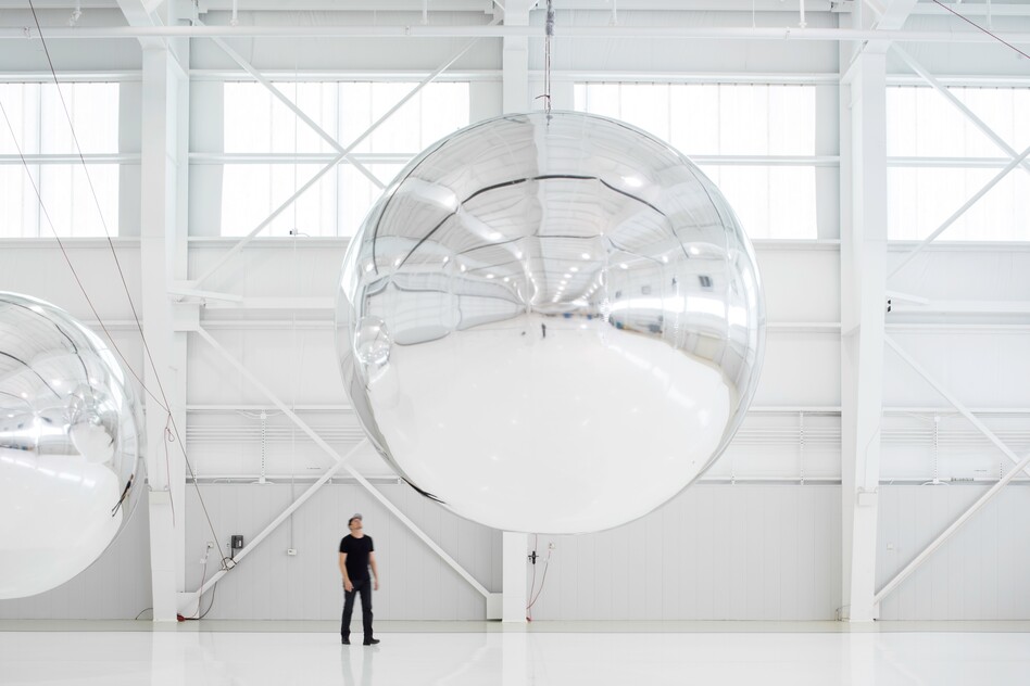 Lately, Trevor Paglen has been designing satellites that serve a purely aesthetic function — that is, without military or communications purposes. This draft is the "Prototype for a Nonfunctional Satellite (Design 4; Build 4)." Courtesy of Altman Siegel Gallery and Metro Pictures.