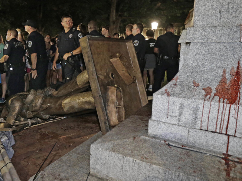 a confederate statue continues