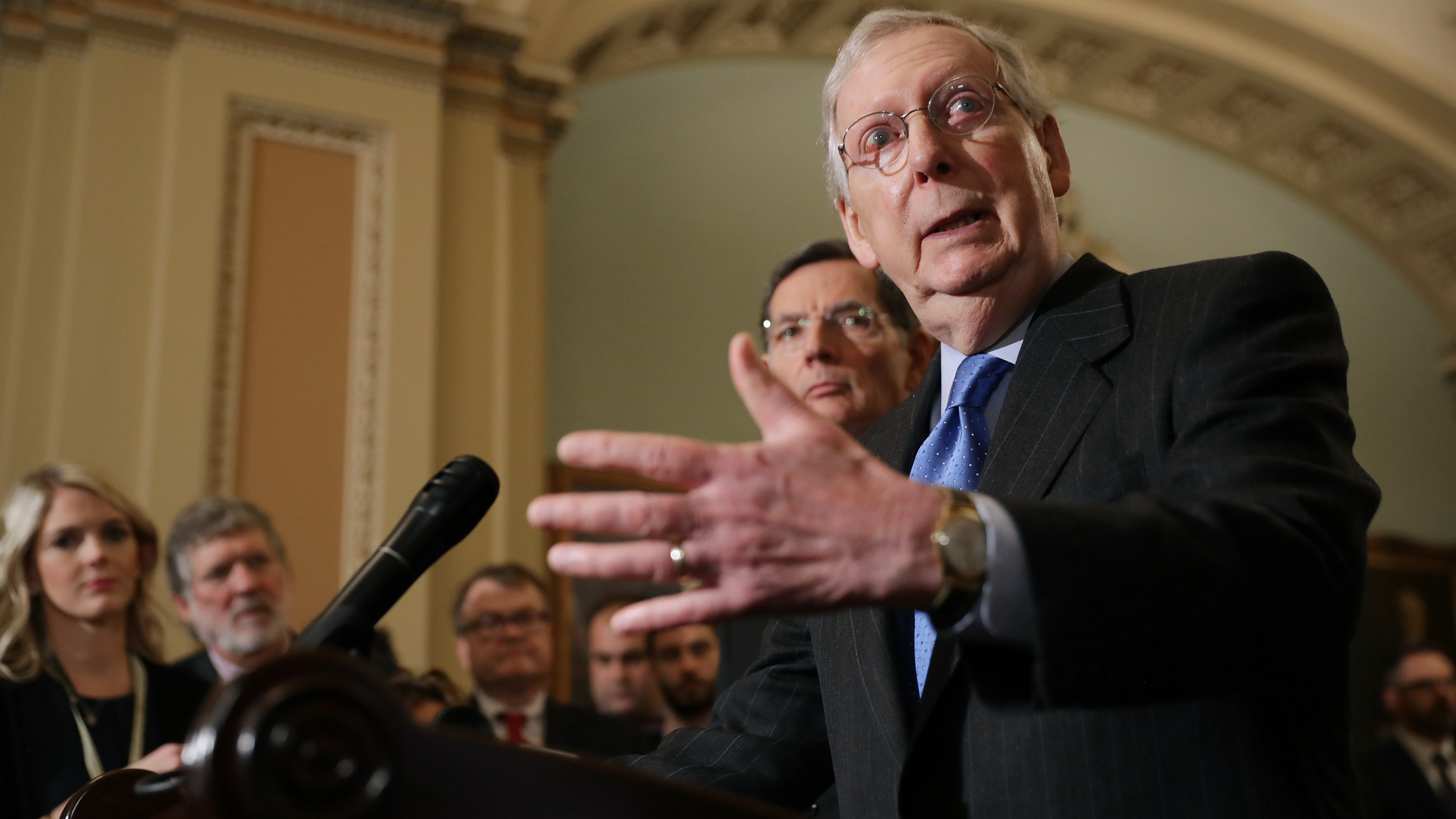Senate Majority Leader Mitch McConnell said members will now consider a criminal justice bill before the end of this year's lame-duck session. (Getty Images)