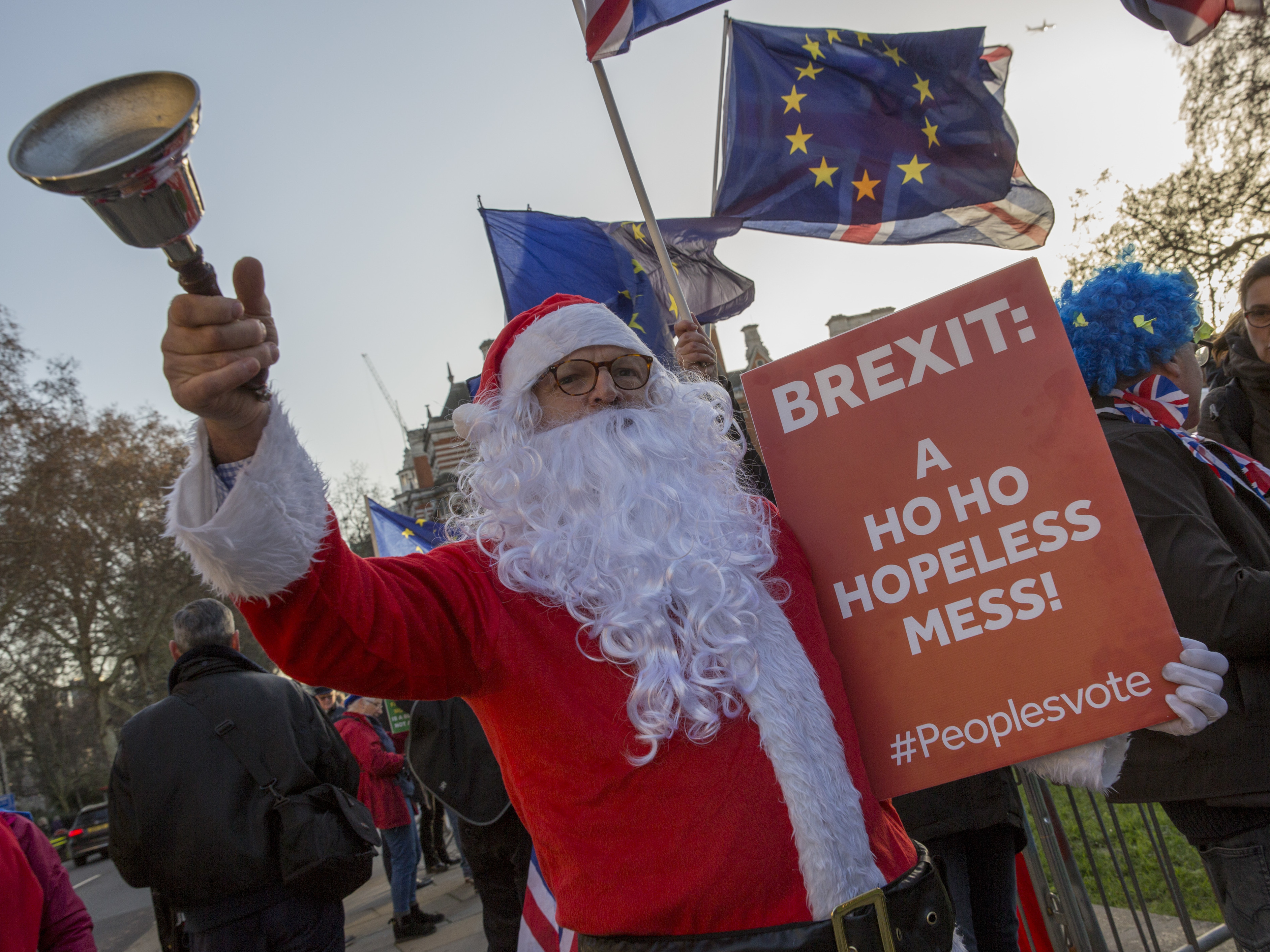 Anti-Brexit activists protest outside Parliament Dec. 11. (In Pictures via Getty Images)