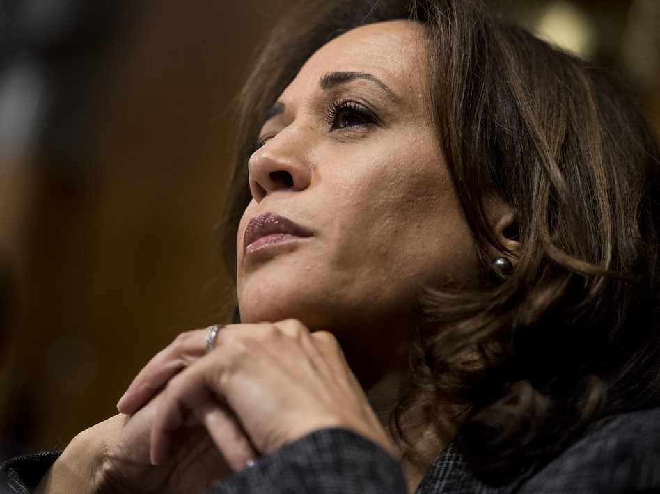 Sen. Kamala Harris, D-Calif., listens to testimony at a Senate Judiciary Committee hearing in September. Harris, along with Sens. Cory Booker, D-N.J., and Tim Scott, R-S.C., proposed the anti-lynching bill passed by the Senate on Wednesday. (Tom Williams/Pool/Getty Images)