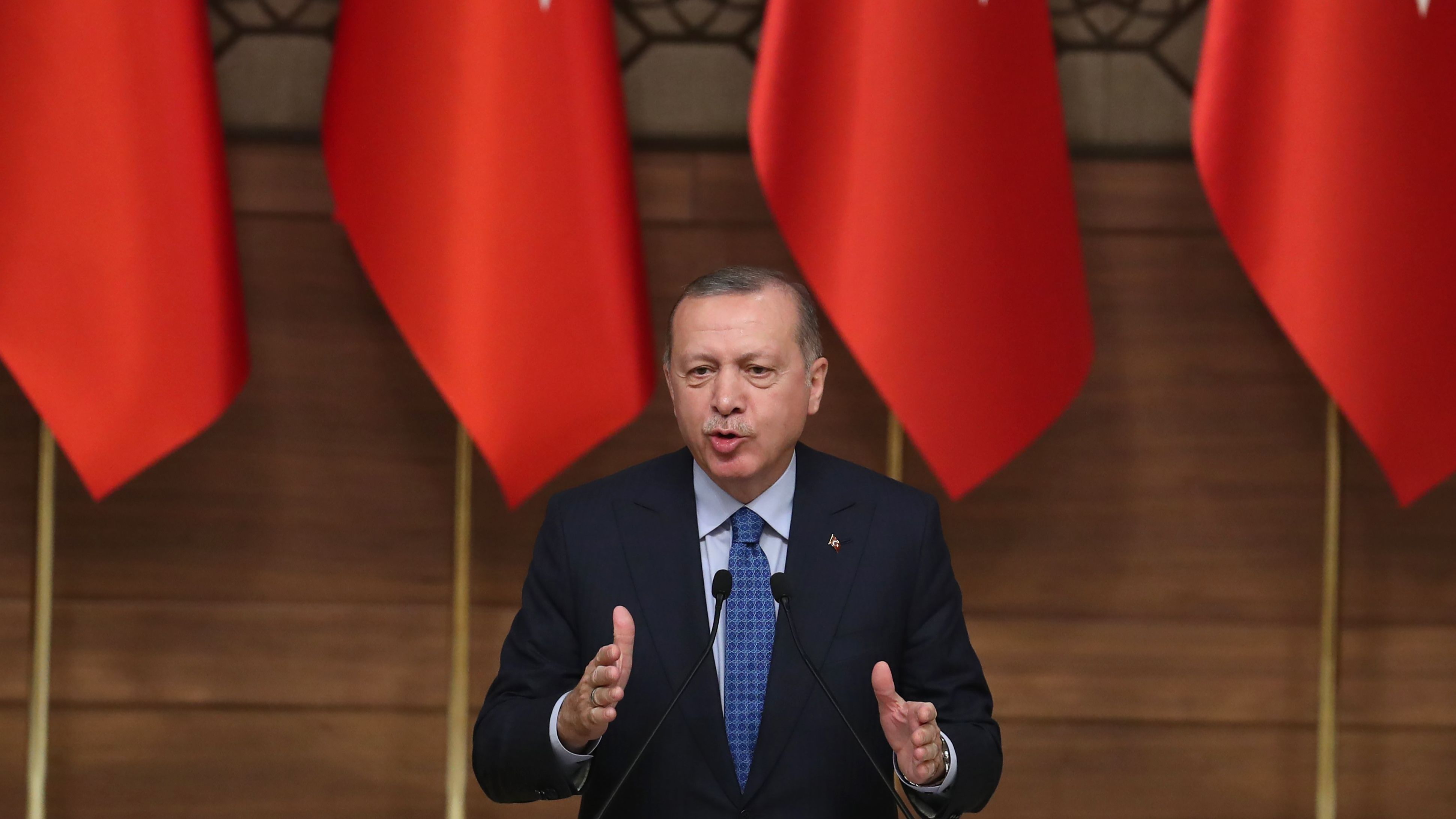 Turkish President Recep Tayyip Erdogan celebrated President Trump's decision to withdraw U.S. troops from Syria, where Turkey has launched attacks on U.S.-backed Kurdish fighters. (AFP/Getty Images)