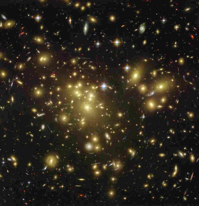 This deep-space image, taken on Jan. 7, 2003, shows galaxies that are 13 billion light-years away.