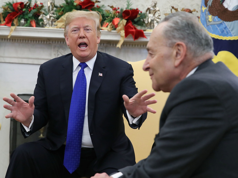 President Trump invited top lawmakers to the White House for talks as the partial government shutdown continued. Trump last met with Senate Minority Leader Chuck Schumer (at right) and House Minority Leader Nancy Pelosi on Dec. 11. (Mark Wilson/Getty Images)