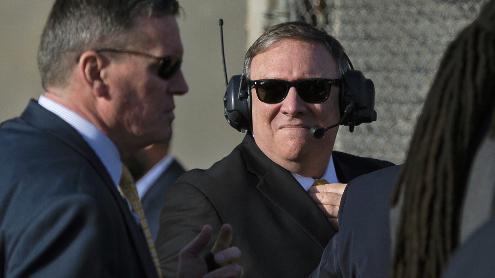 Secretary of State Mike Pompeo waits for his helicopter ride to the U.S. Embassy from Baghdad International Airport, during a surprise visit to the Iraqi capital. (AFP/Getty Images)