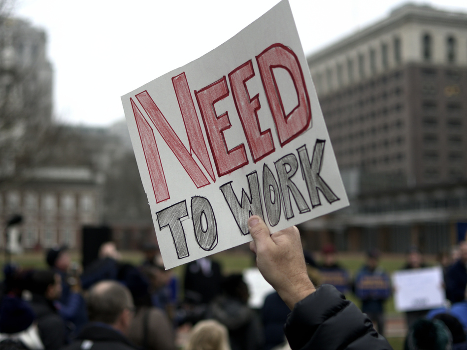 Furloughed federal workers protest the ongoing, partial shutdown of the federal government during a non-partisan rally Tuesday at Independence Mall, in Philadelphia. (Bastiaan Slabbers/NurPhoto/Getty Images)