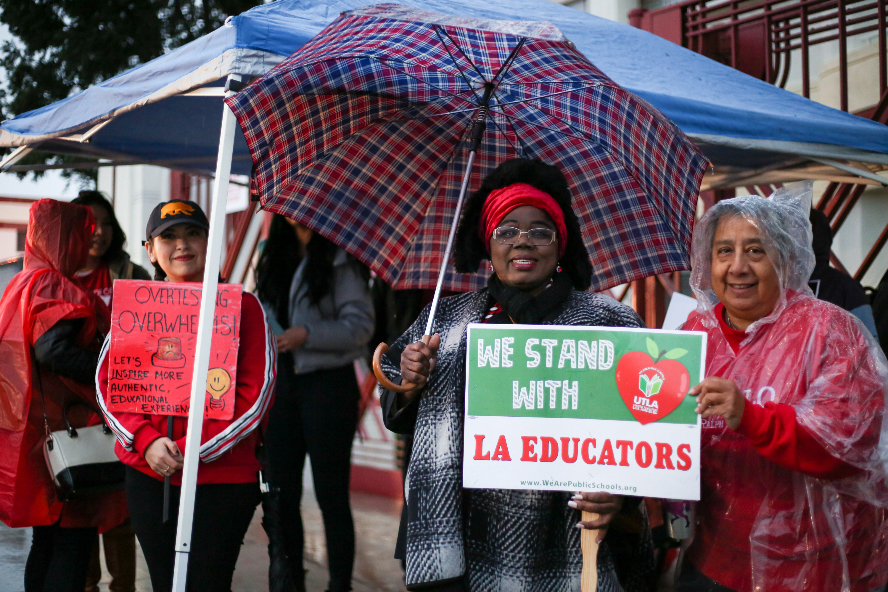 Under Rainy Skies, Los Angeles Teachers Take To The Picket Lines NCPR