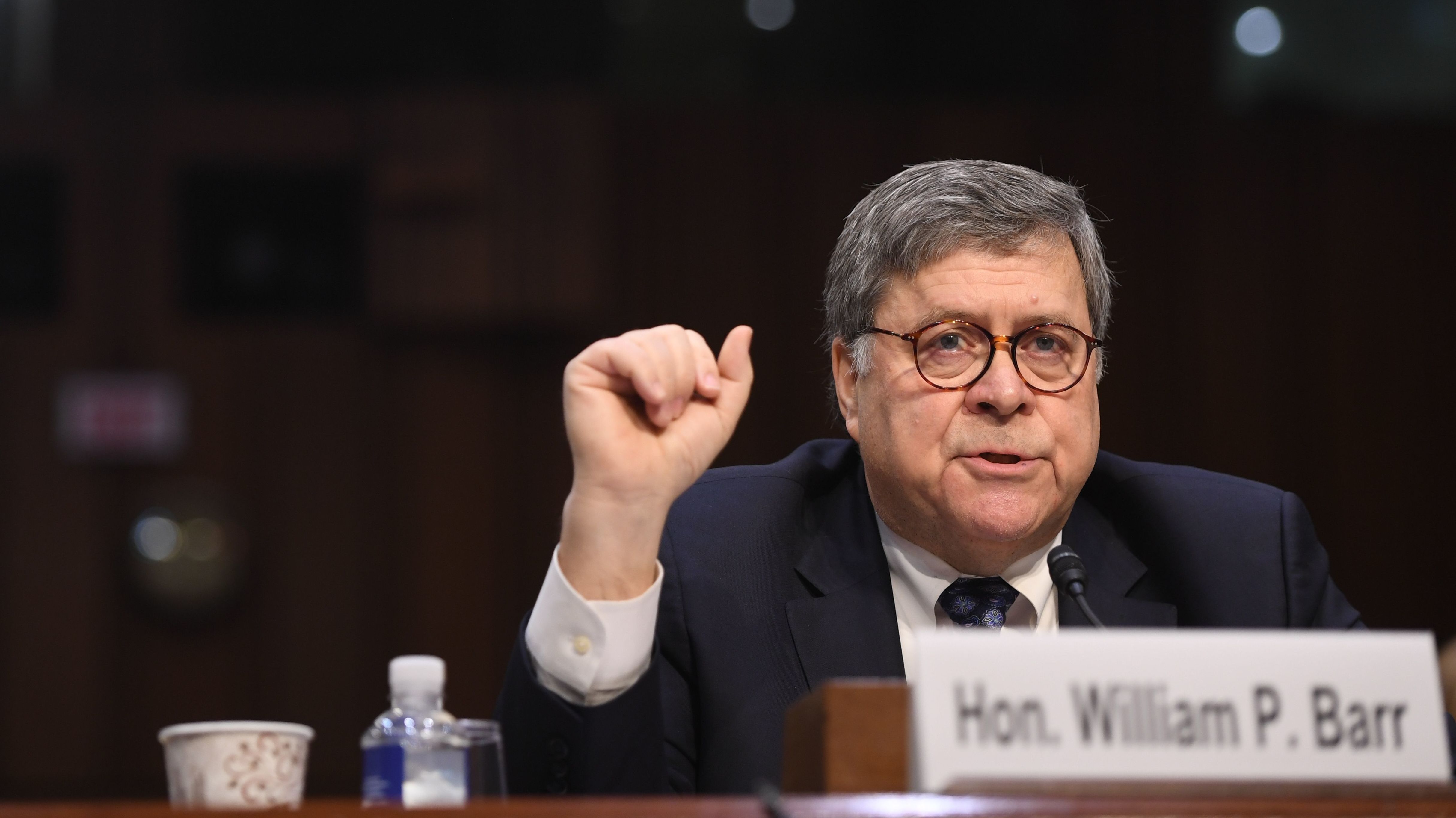 William Barr, nominee to be Attorney General, testifies during a Senate Judiciary Committee confirmation hearing on Capitol Hill on Tuesday. (AFP/Getty Images)
